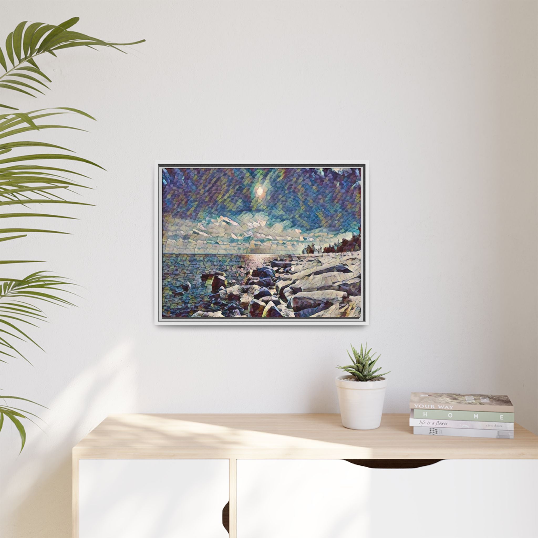 Shimmering Shore Framed Matte Canvas Art Print