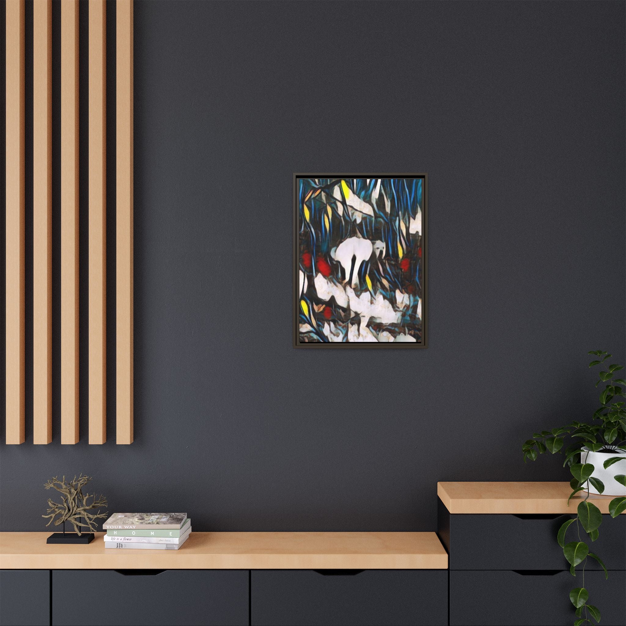 Poopin' Mellie Dog Framed Matte Canvas Wall Art