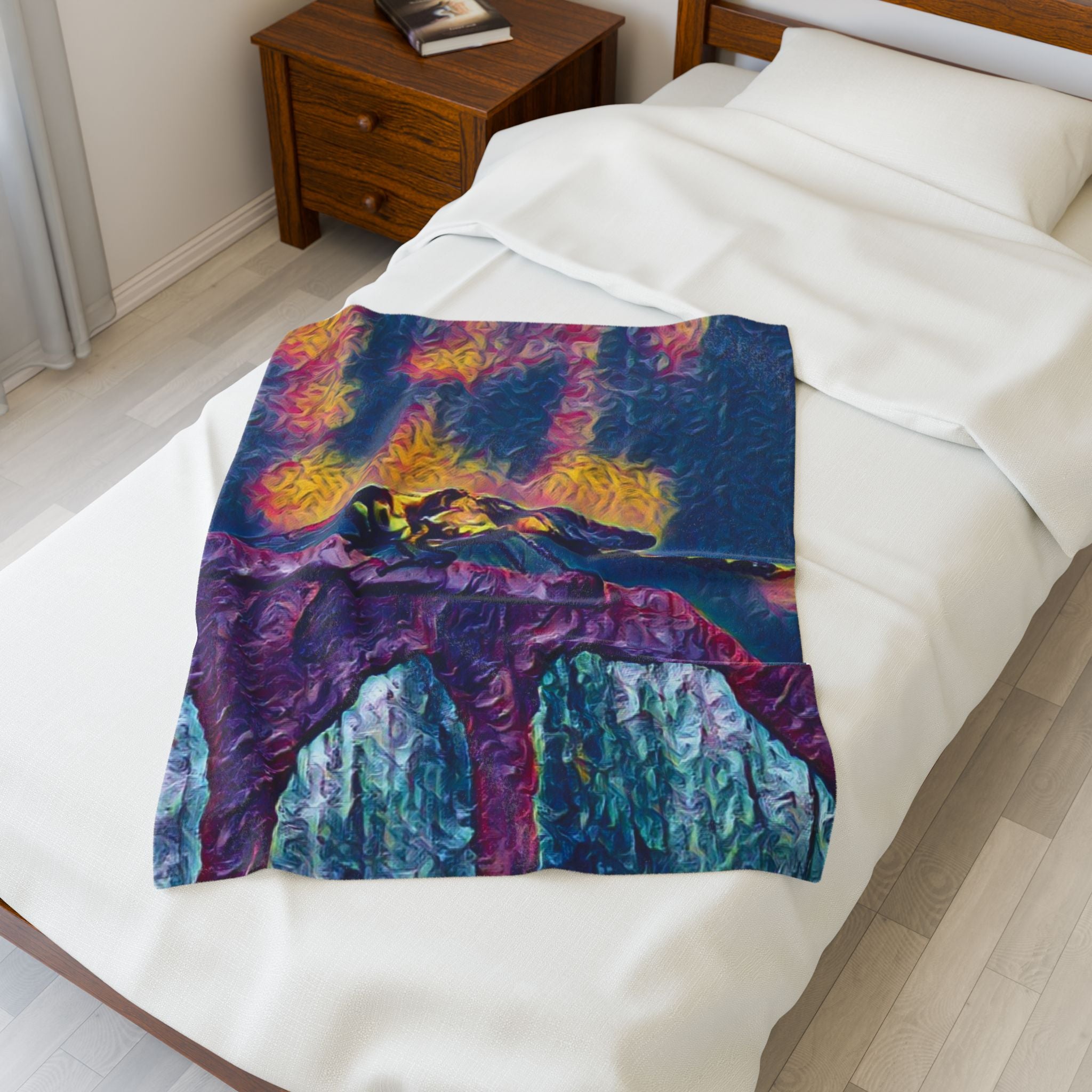 Sentinel of the Crimson Arch Velveteen Plush Blanket