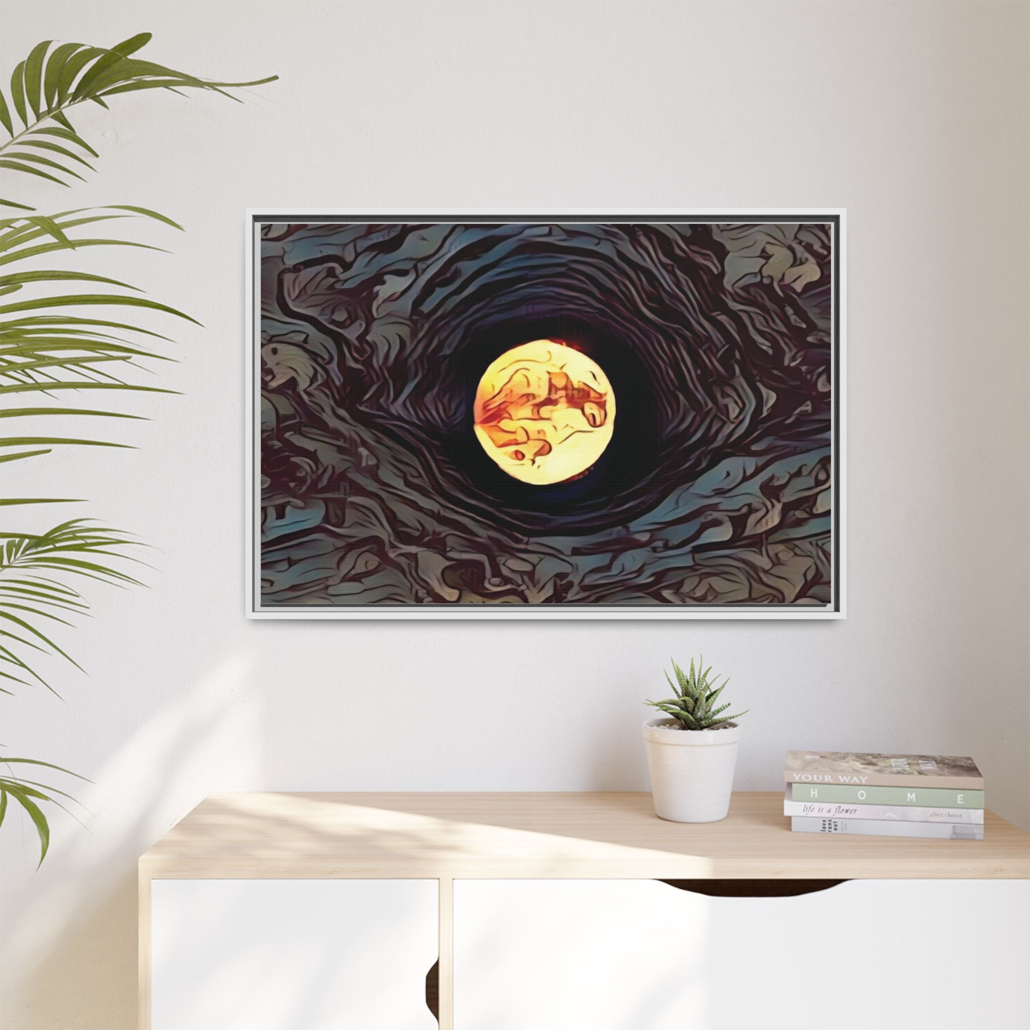 Full Sturgeon Moon Abstract Framed Canvas Art Print