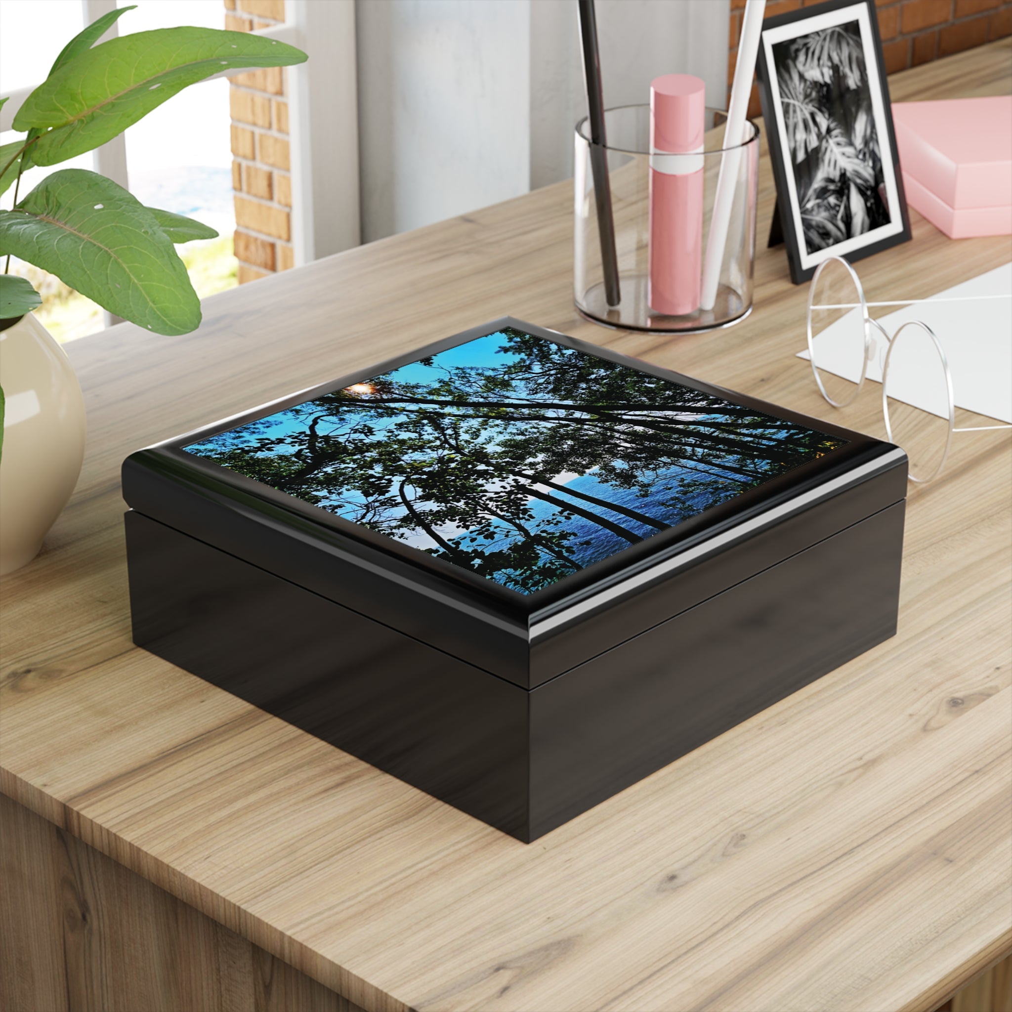 Blue Beyond the Branches Jewelry Box