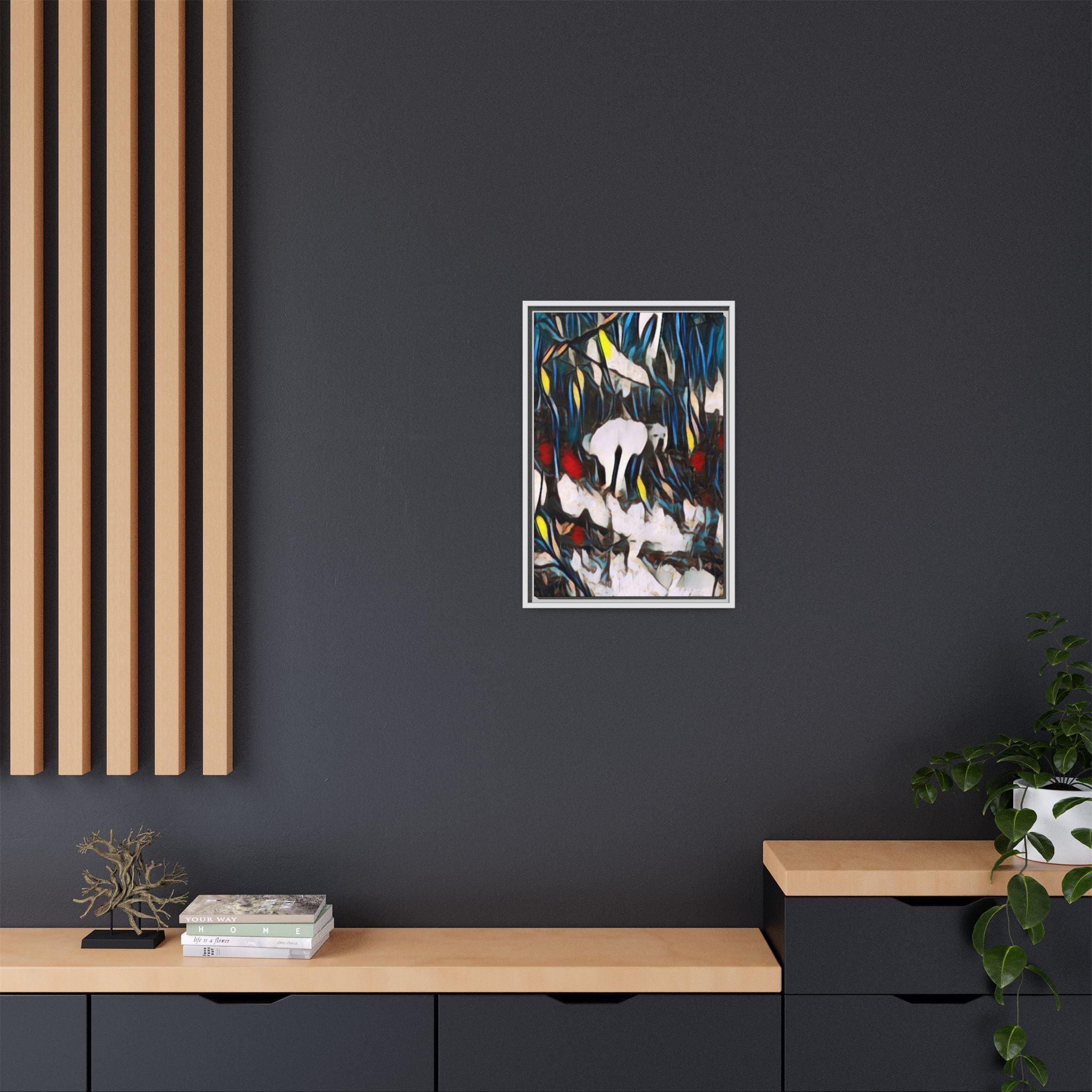 Poopin' Mellie Dog Framed Matte Canvas Wall Art