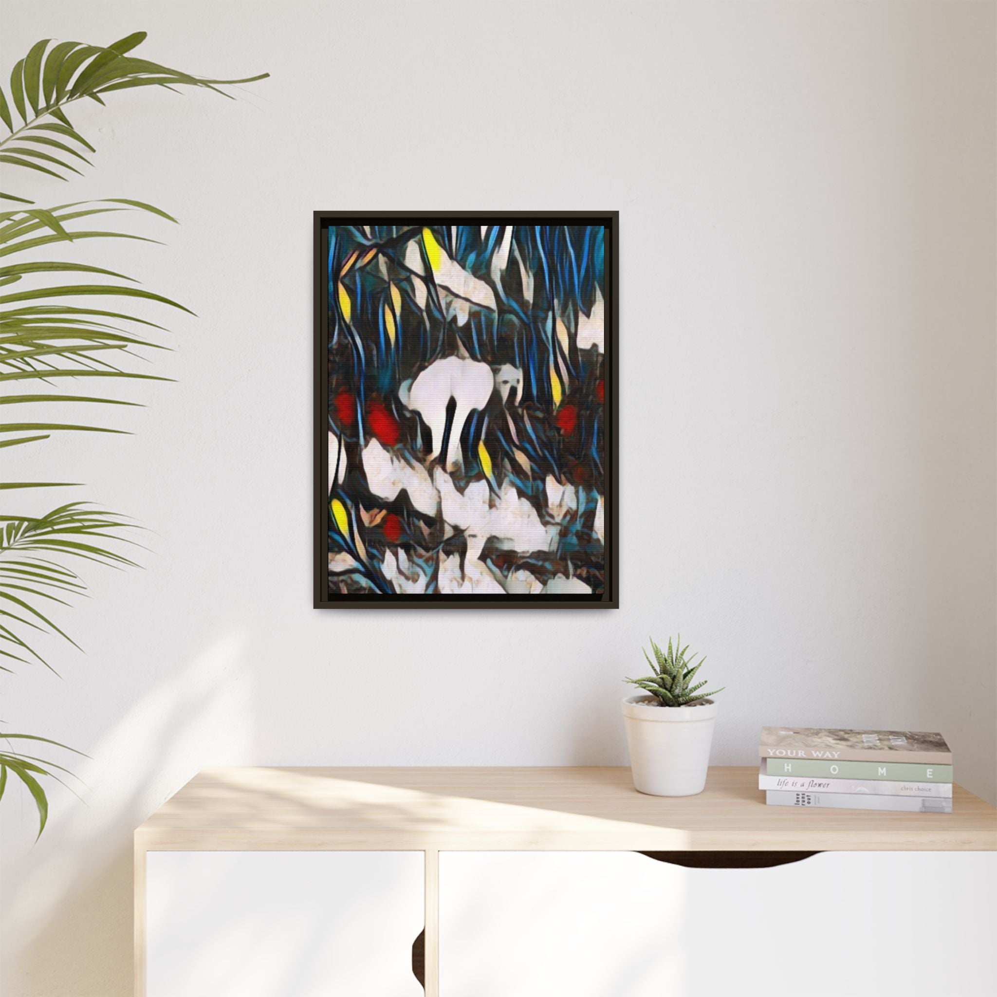 Poopin' Mellie Dog Framed Matte Canvas Wall Art