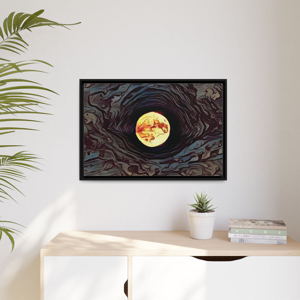 Full Sturgeon Moon Abstract Framed Canvas Art Print