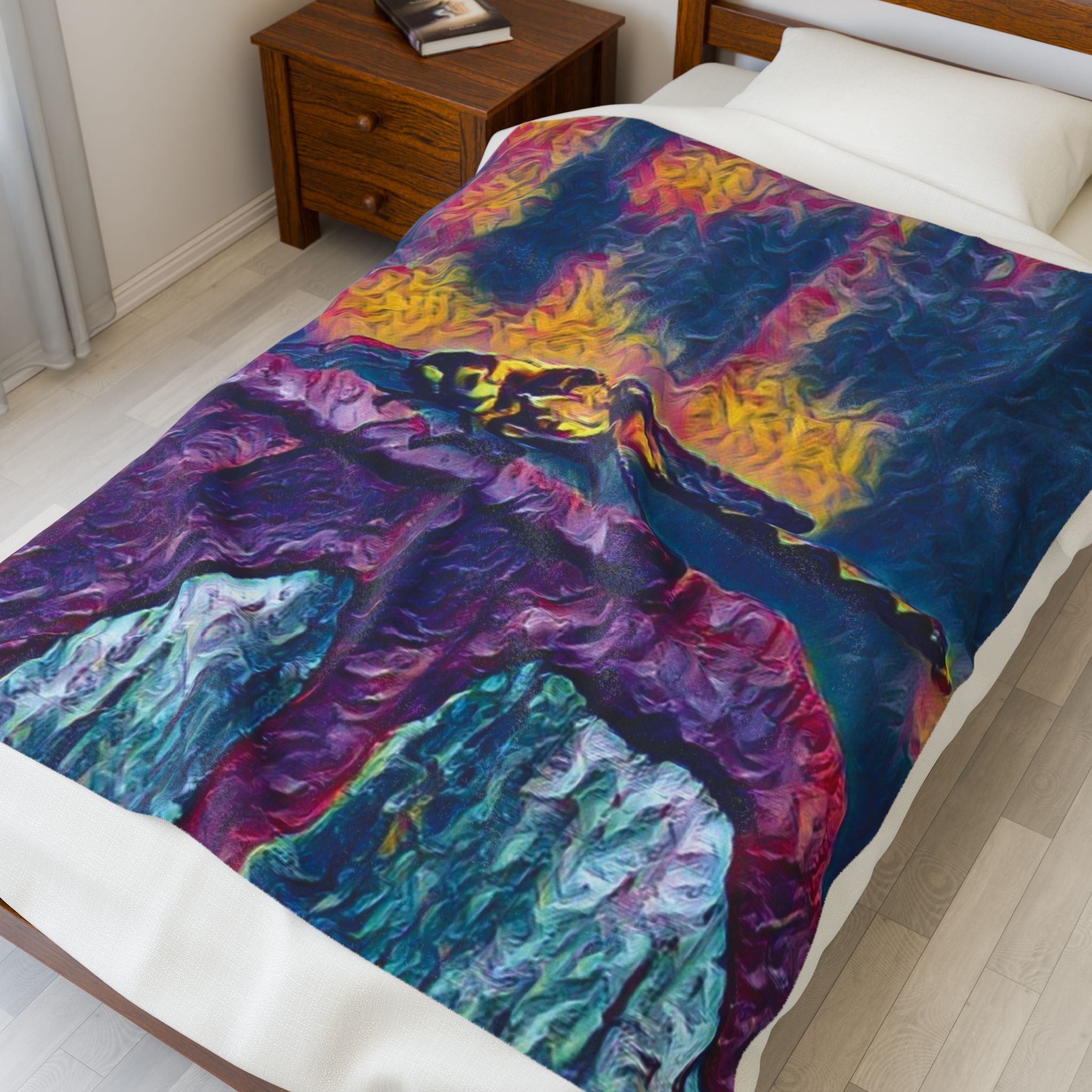Sentinel of the Crimson Arch Velveteen Plush Blanket