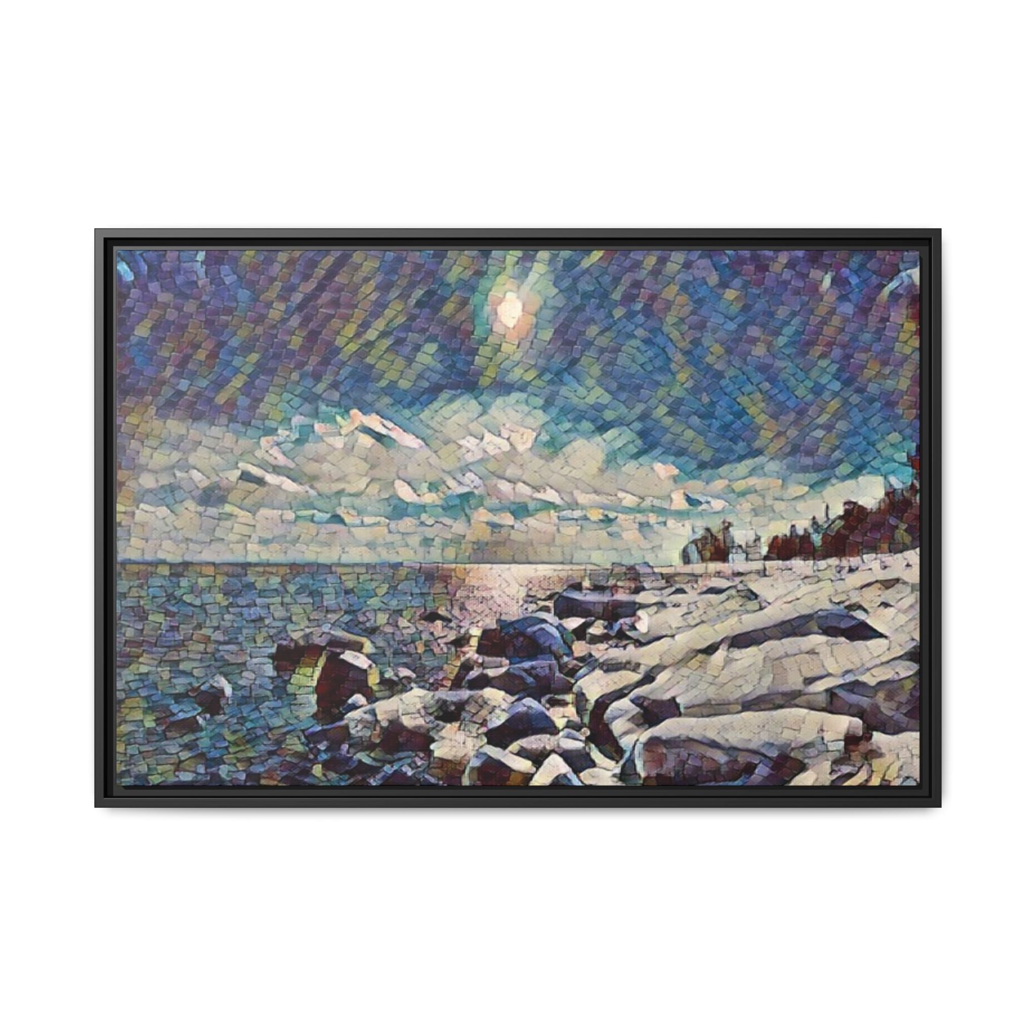 Shimmering Shore Framed Matte Canvas Art Print