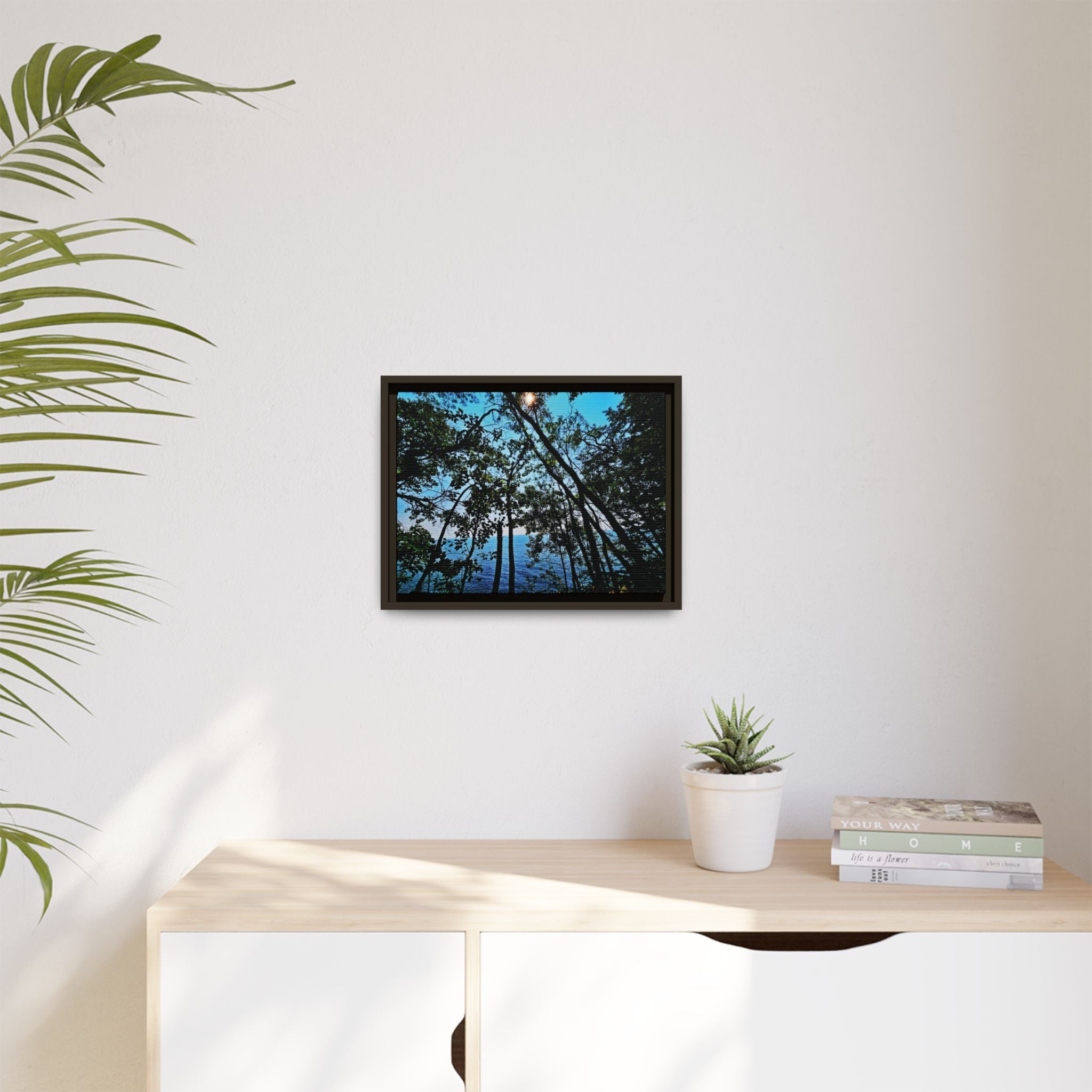 Blue Beyond the Branches Framed Matte Canvas Wall Art