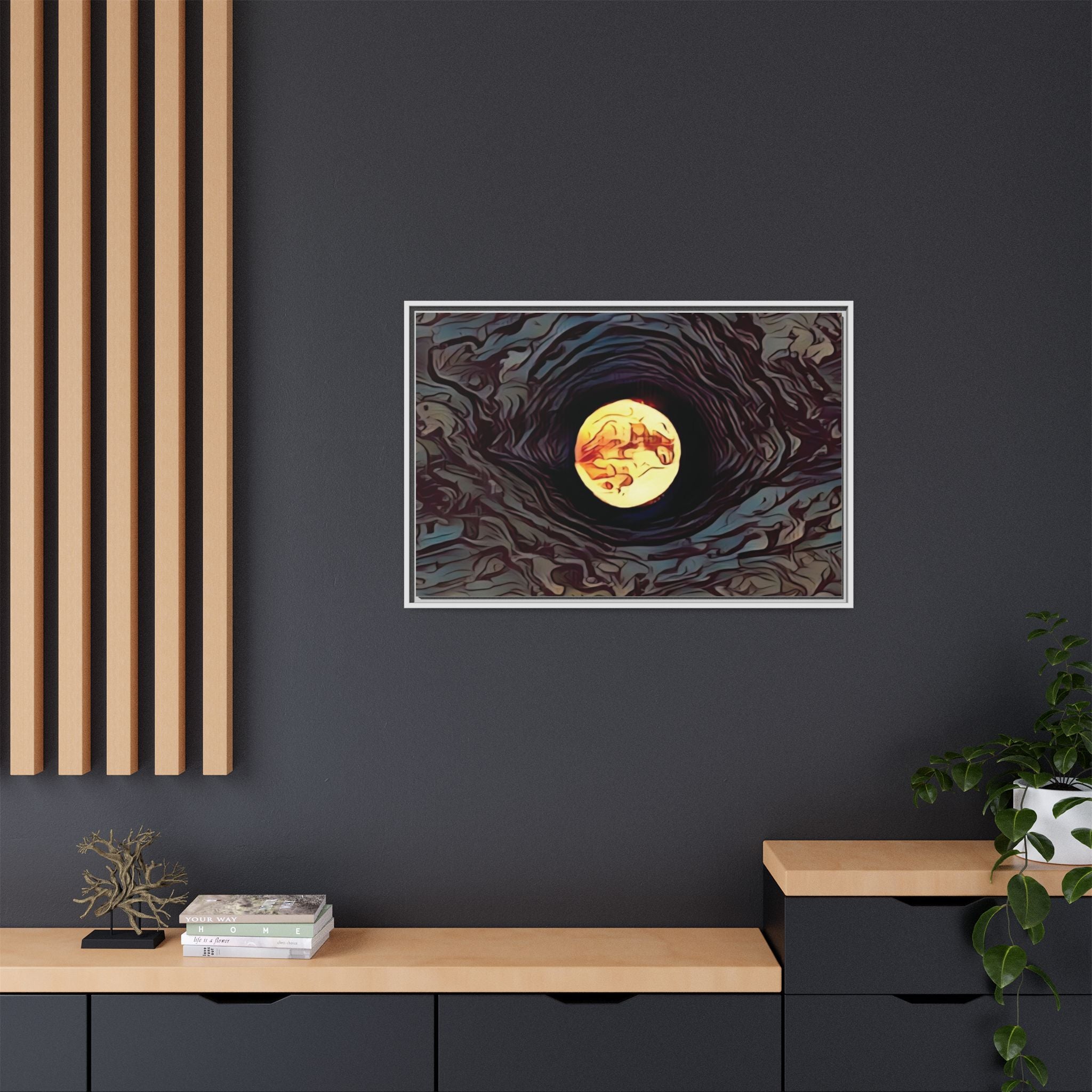 Full Sturgeon Moon Abstract Framed Canvas Art Print