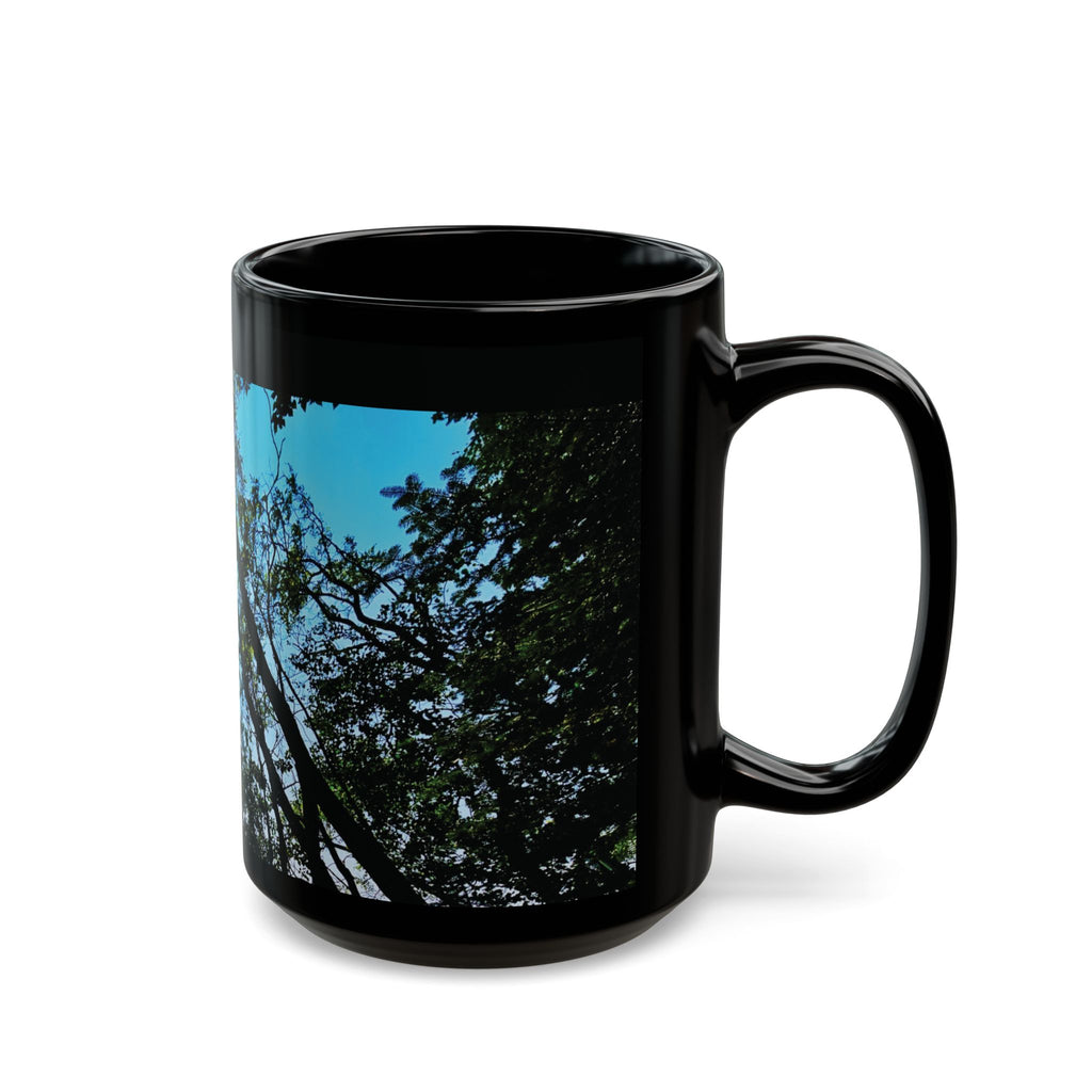 Blue Beyond the Branches Black Mug