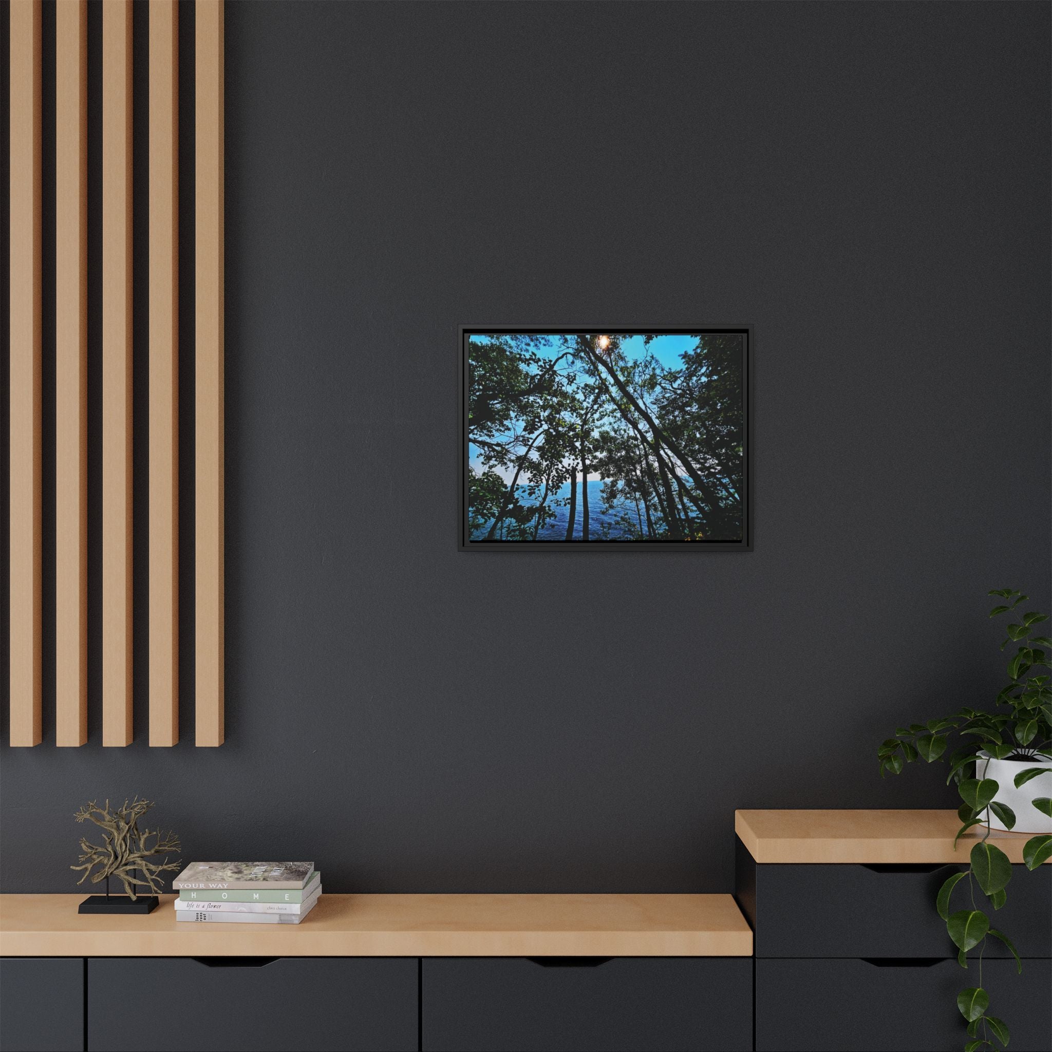 Blue Beyond the Branches Framed Matte Canvas Wall Art
