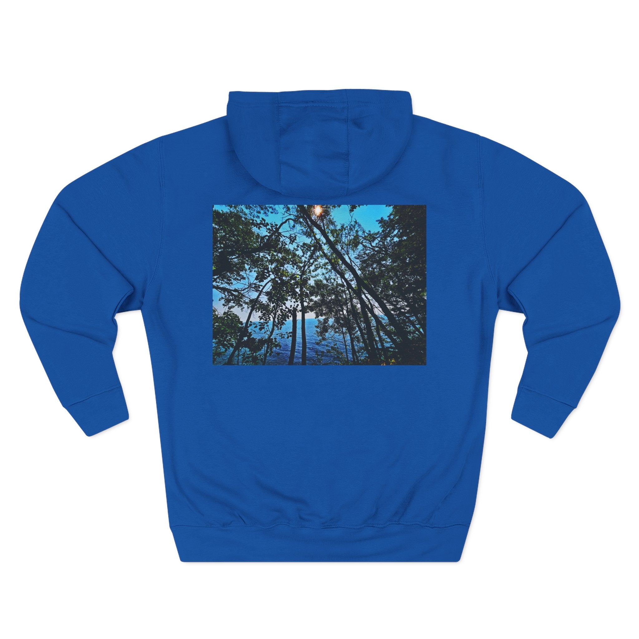 Blue Beyond the Branches Three-Panel Fleece Hoodie