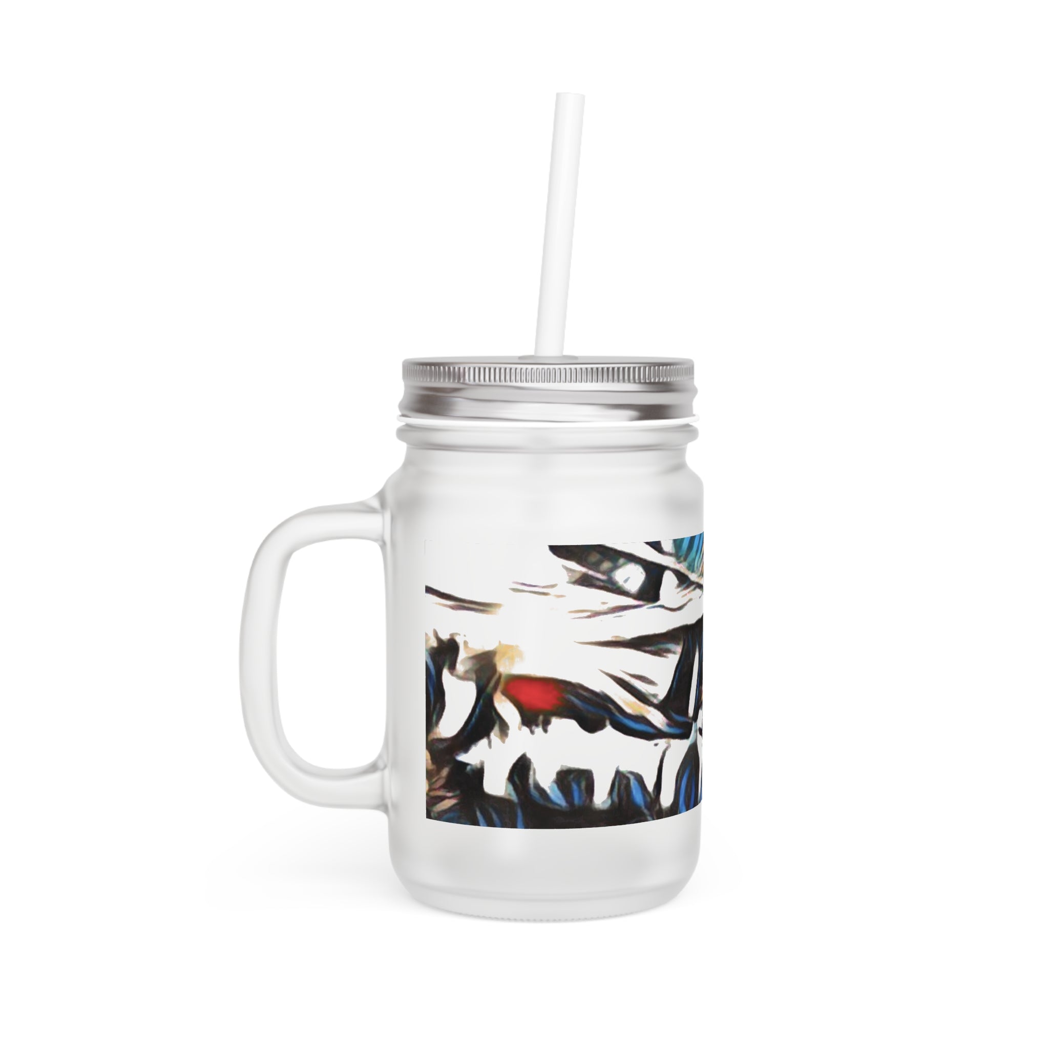 Gooseberry River Meander Bend Art Mason Jar with Straw