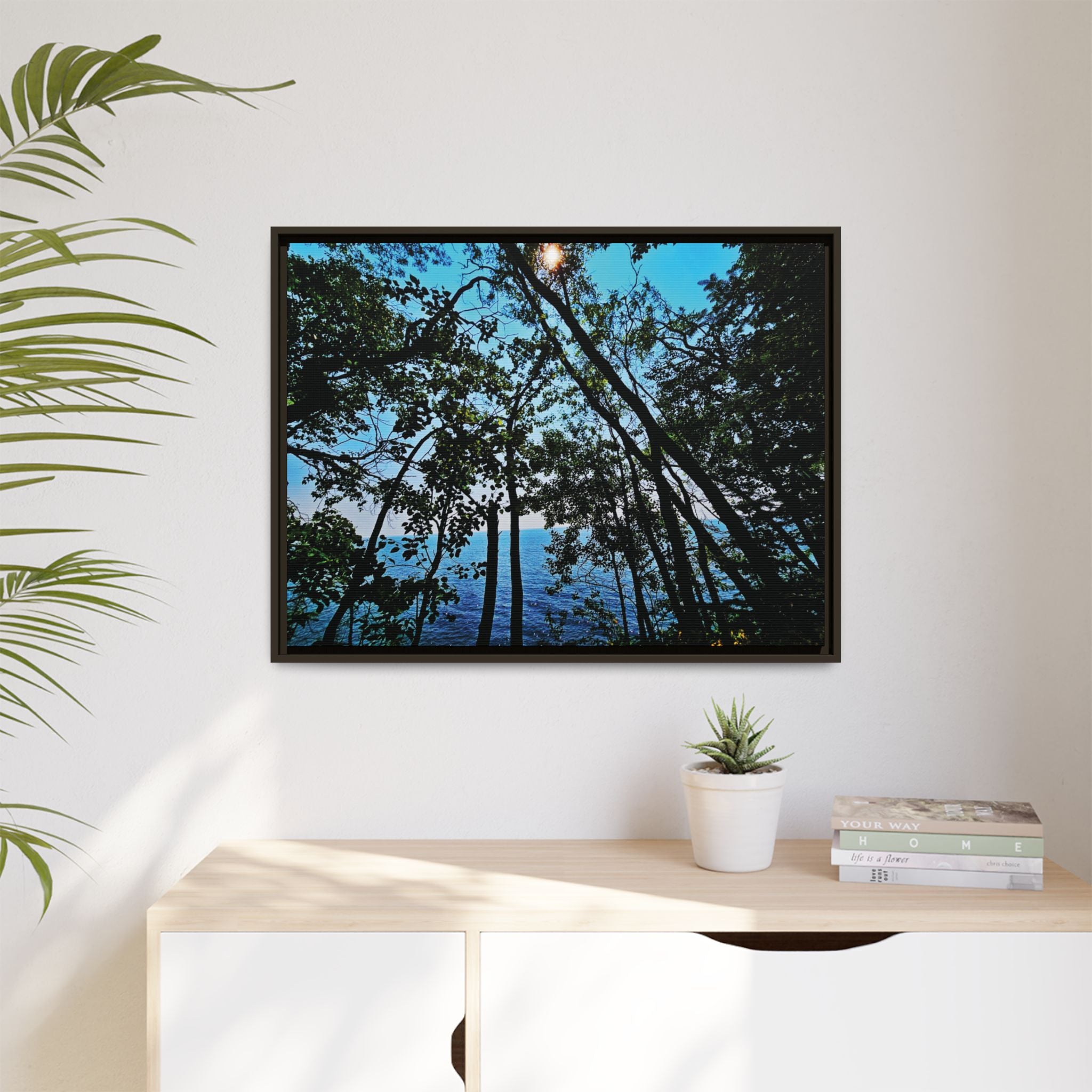 Blue Beyond the Branches Framed Matte Canvas Wall Art