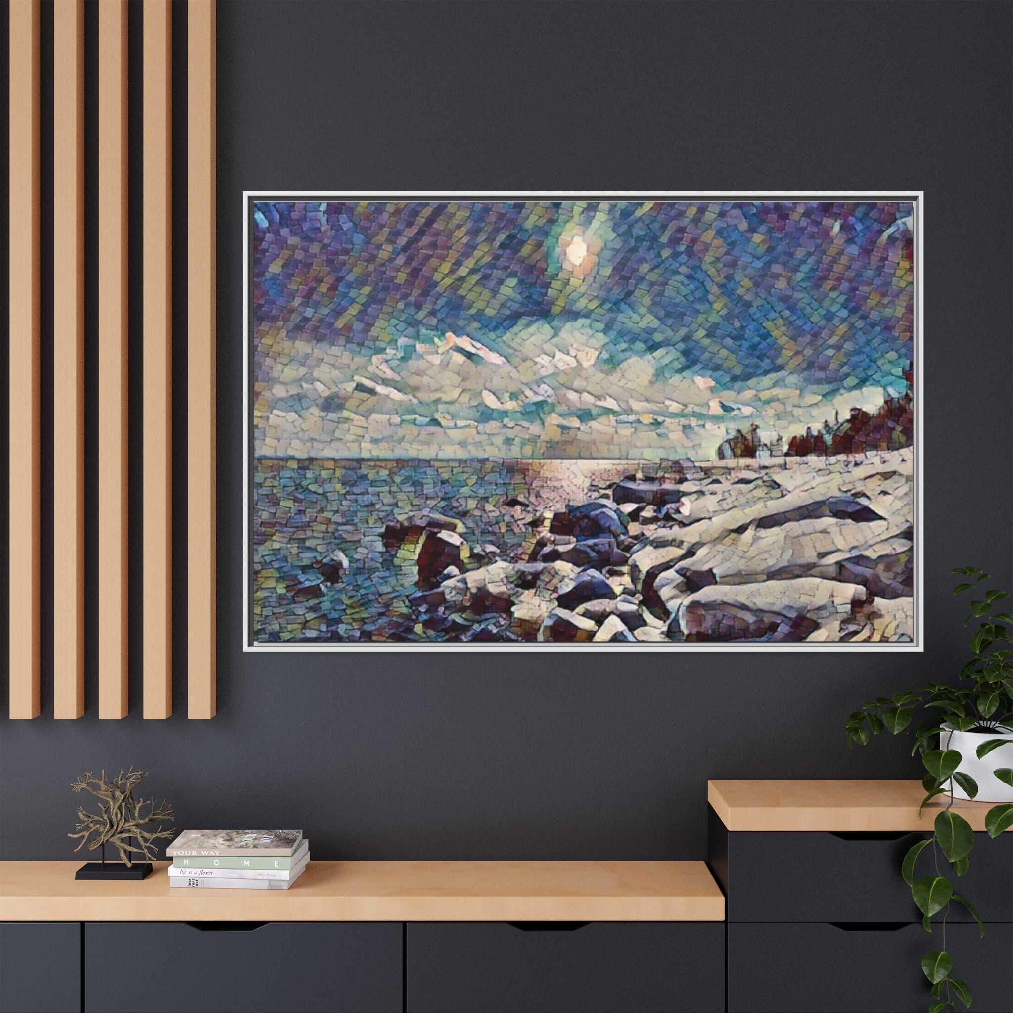 Shimmering Shore Framed Matte Canvas Art Print