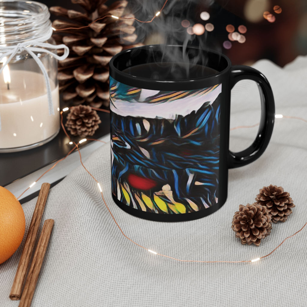 Gooseberry River Meander Bend Black Mug