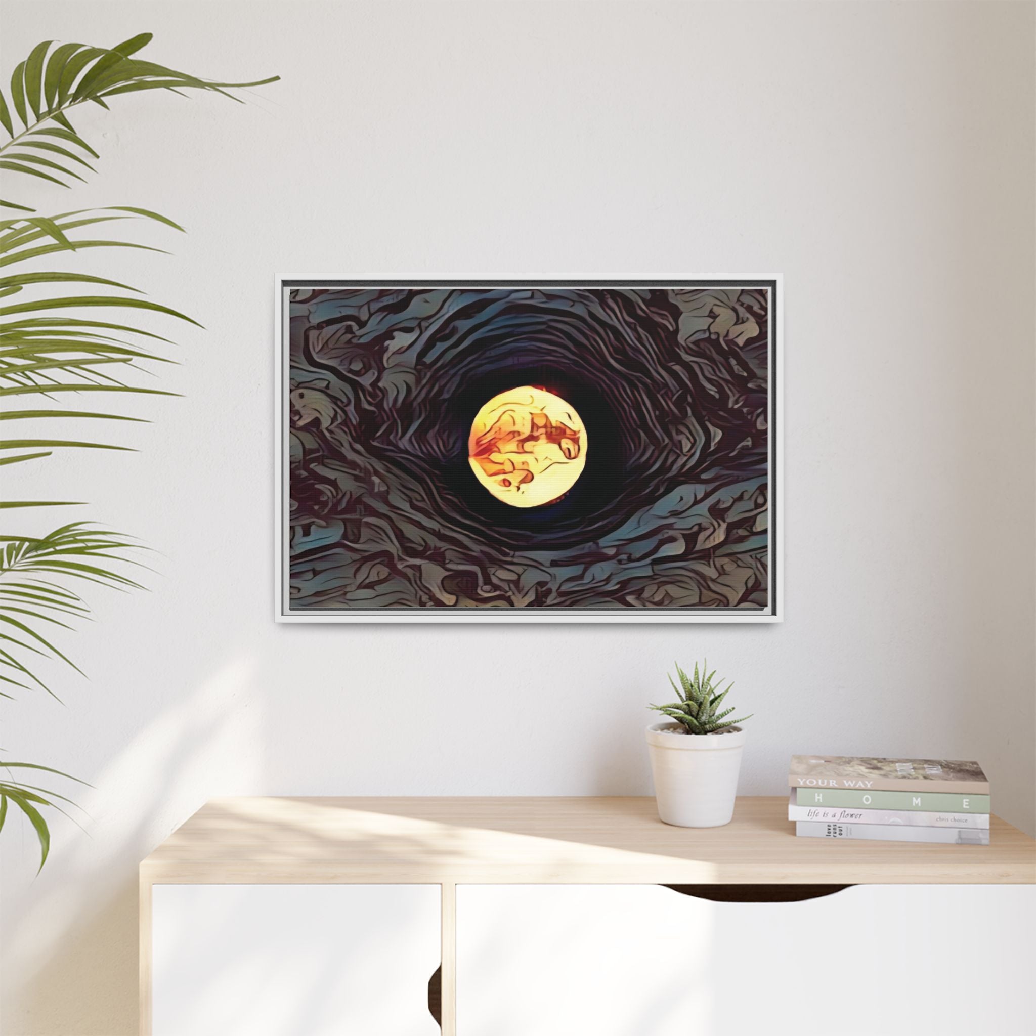 Full Sturgeon Moon Abstract Framed Canvas Art Print