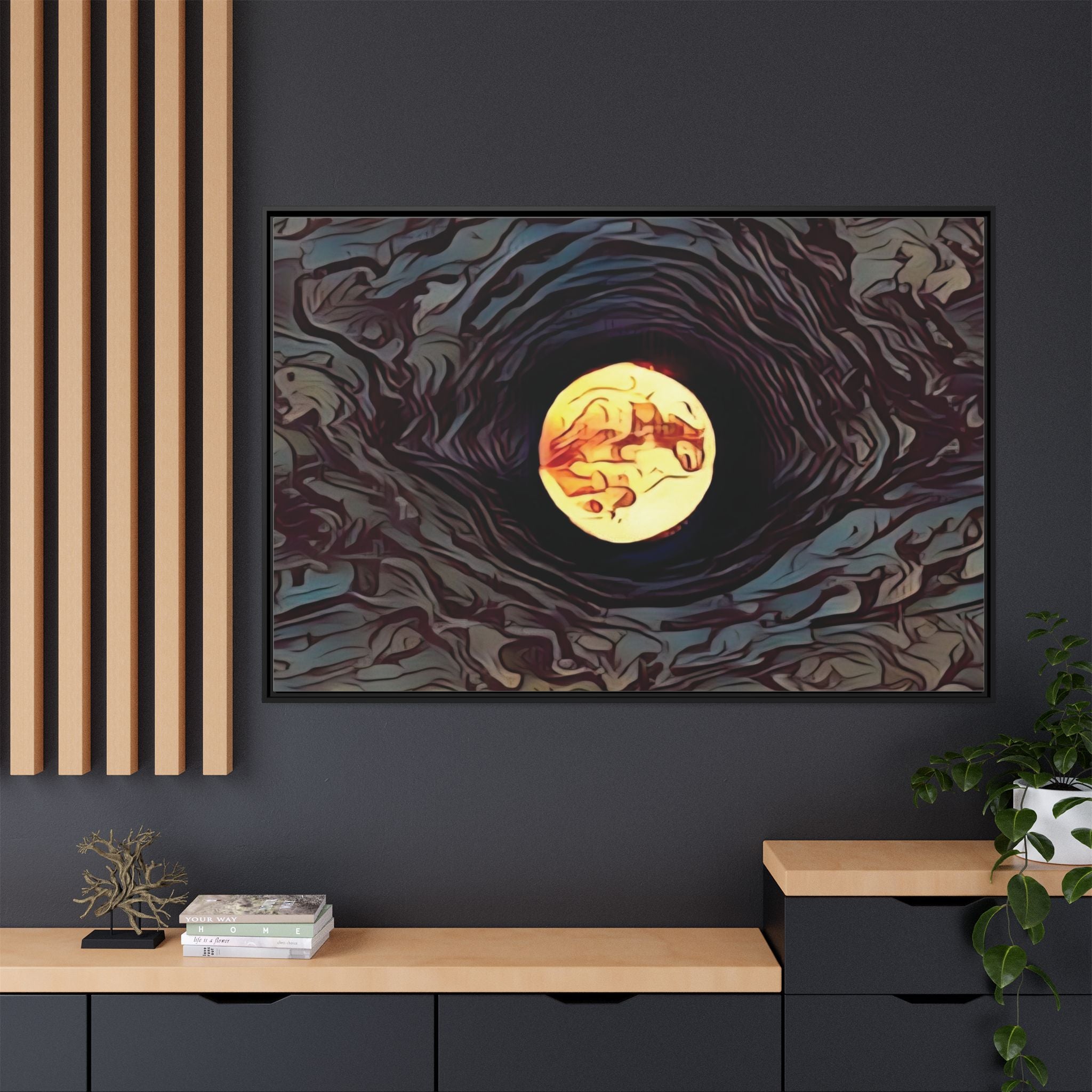 Full Sturgeon Moon Abstract Framed Canvas Art Print