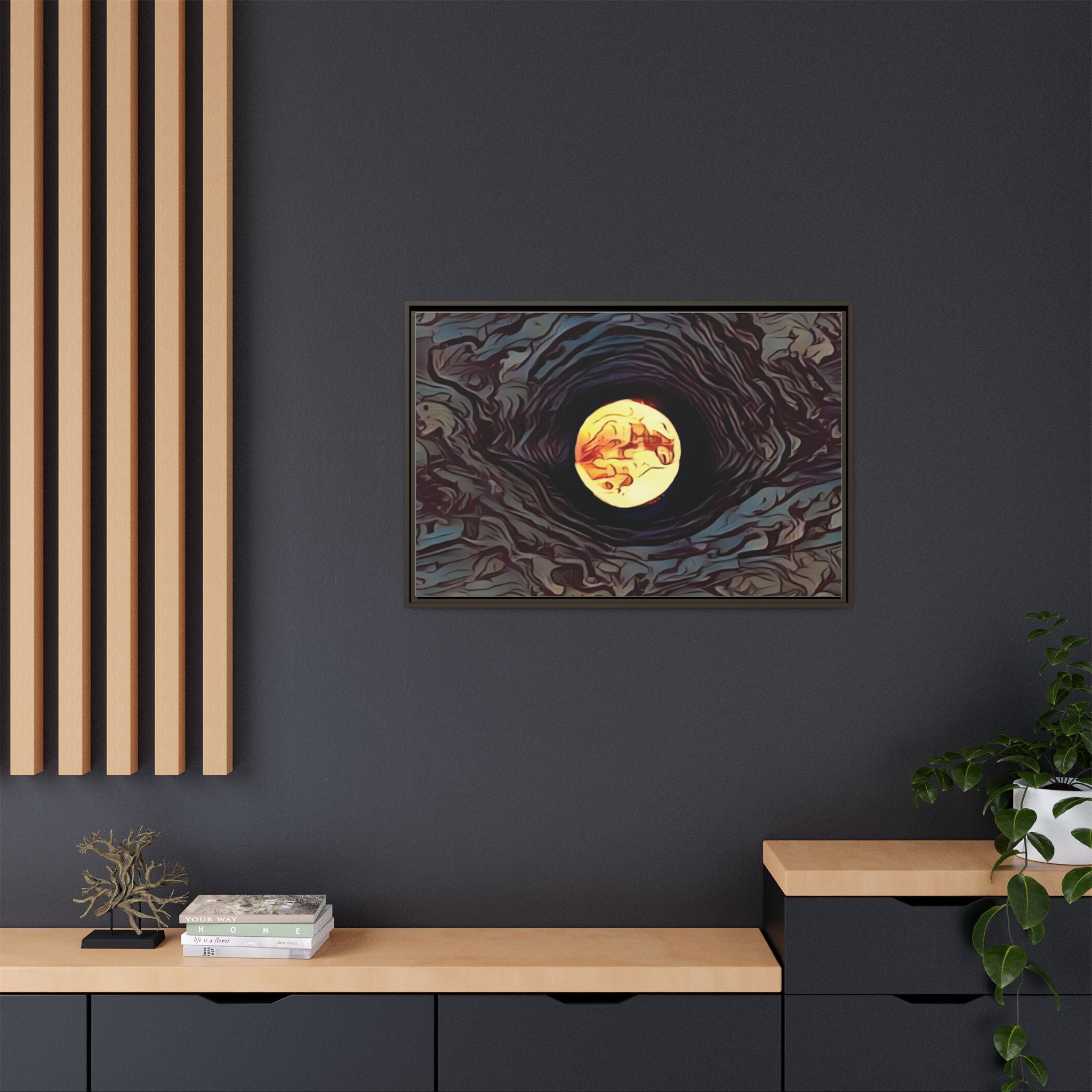 Full Sturgeon Moon Abstract Framed Canvas Art Print