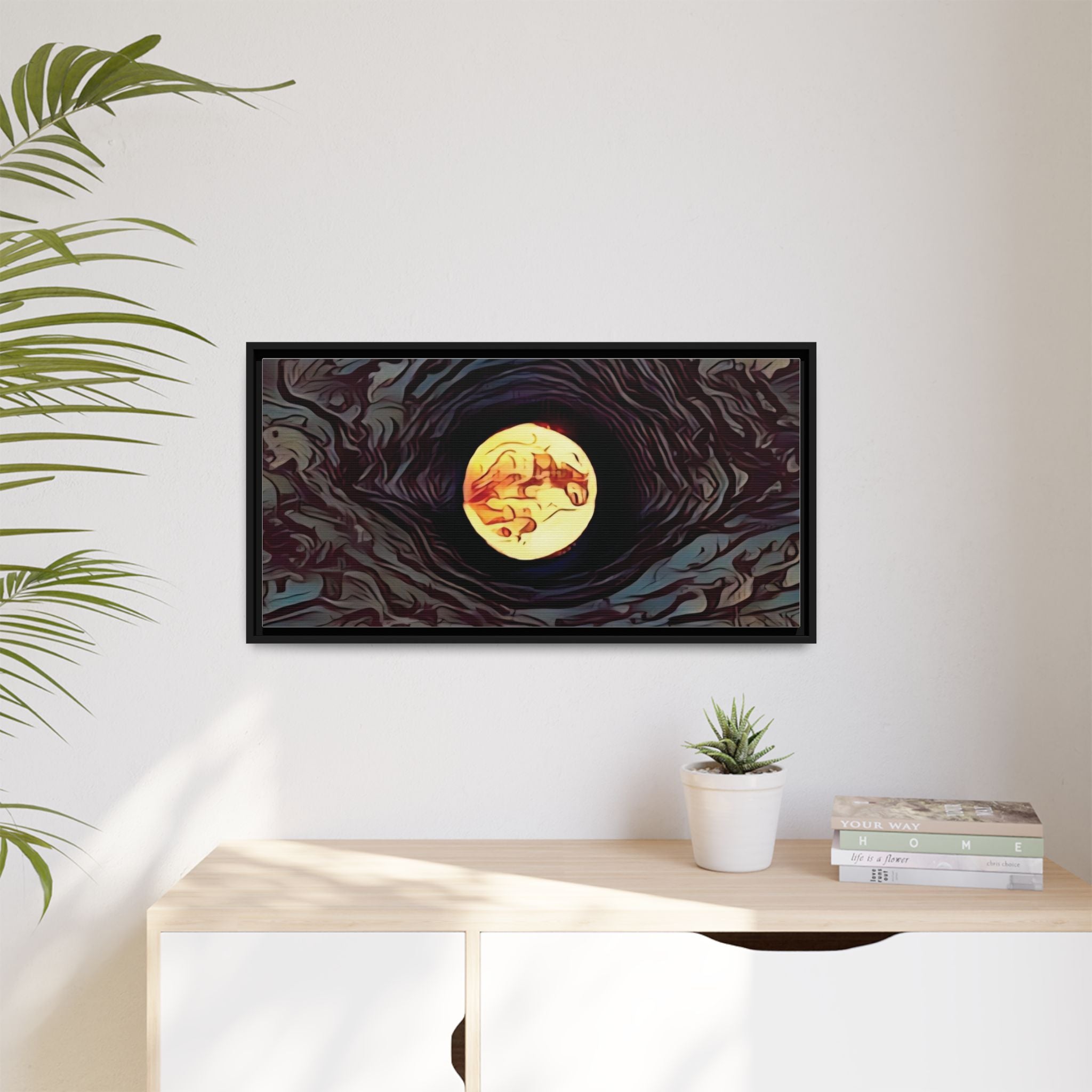 Full Sturgeon Moon Abstract Framed Canvas Art Print