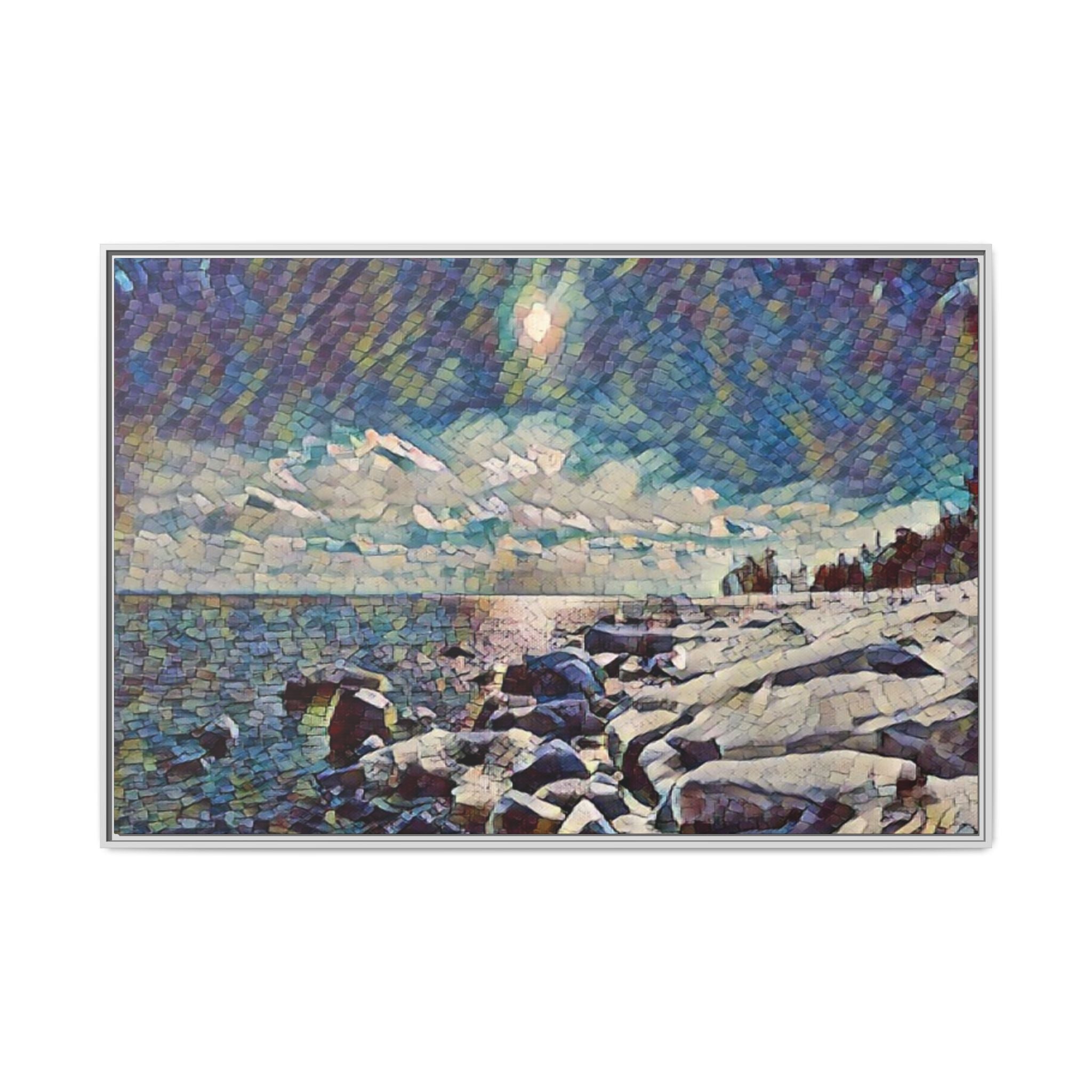 Shimmering Shore Framed Matte Canvas Art Print