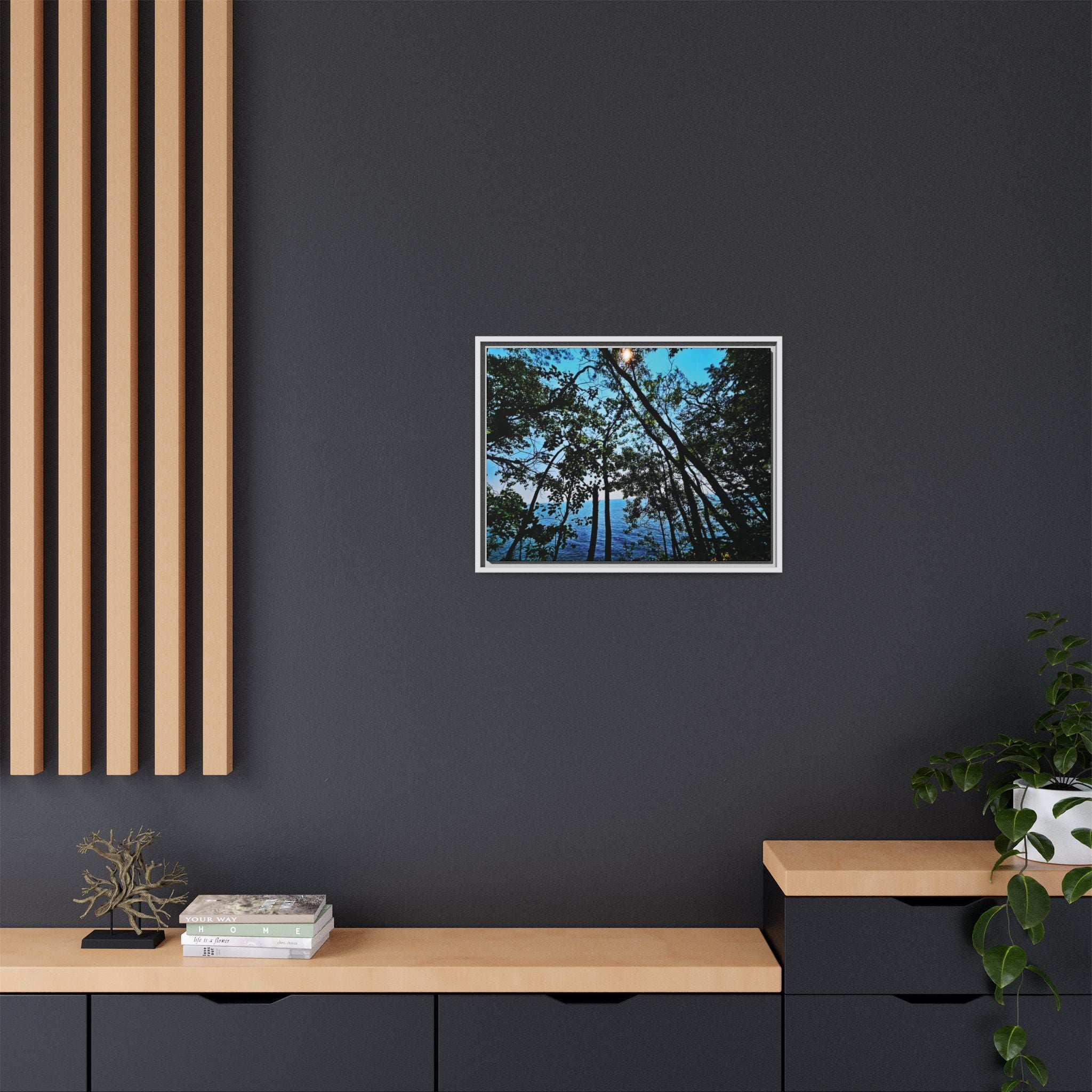 Blue Beyond the Branches Framed Matte Canvas Wall Art