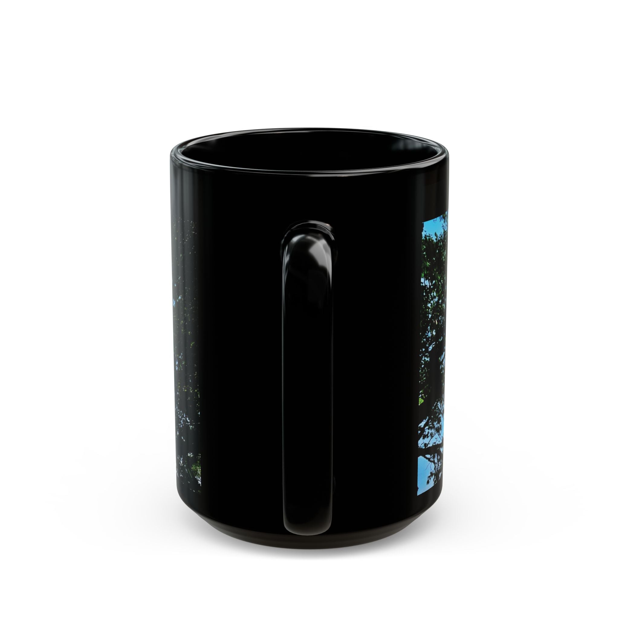 Blue Beyond the Branches Black Mug