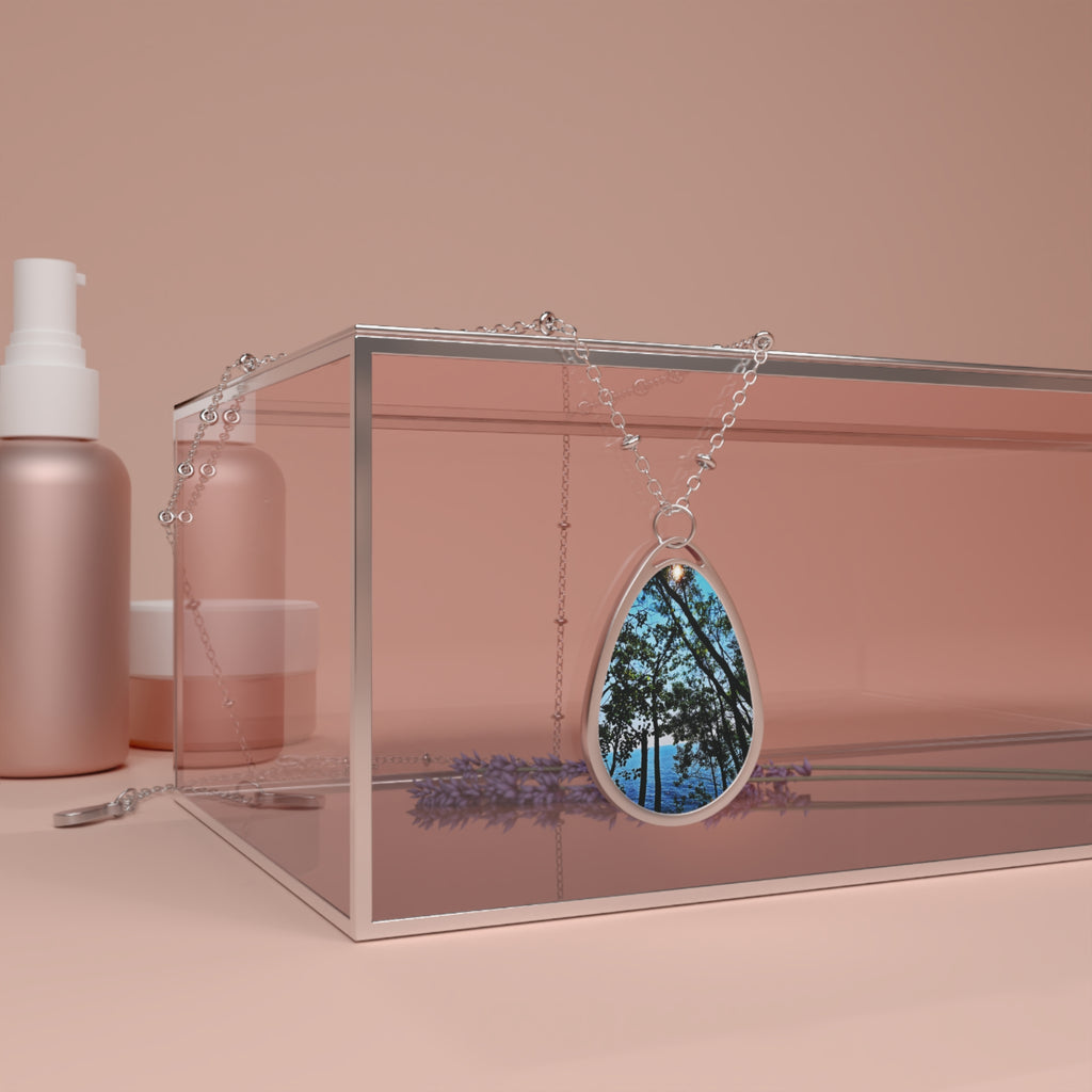 Blue Beyond the Branches Oval Necklace