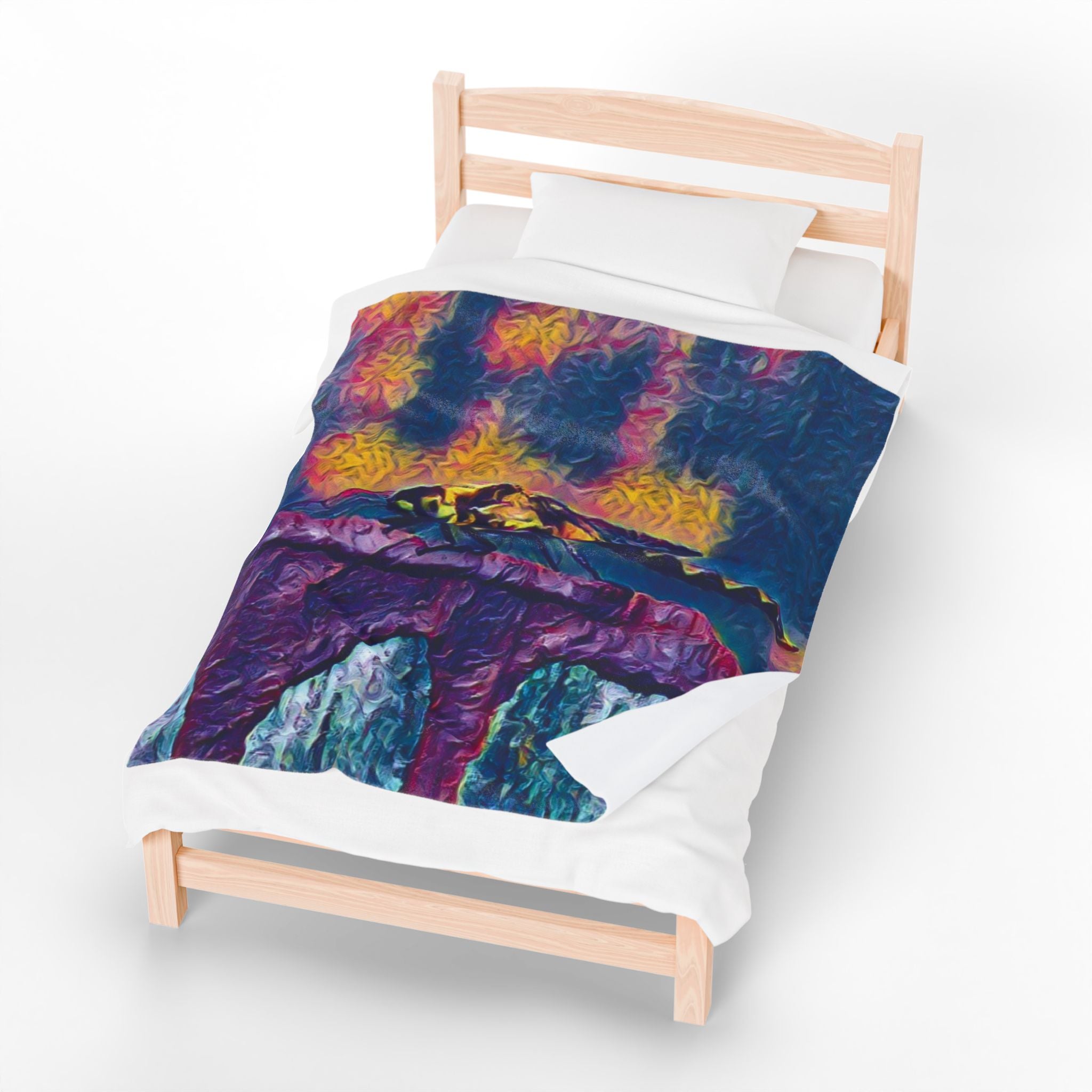 Sentinel of the Crimson Arch Velveteen Plush Blanket