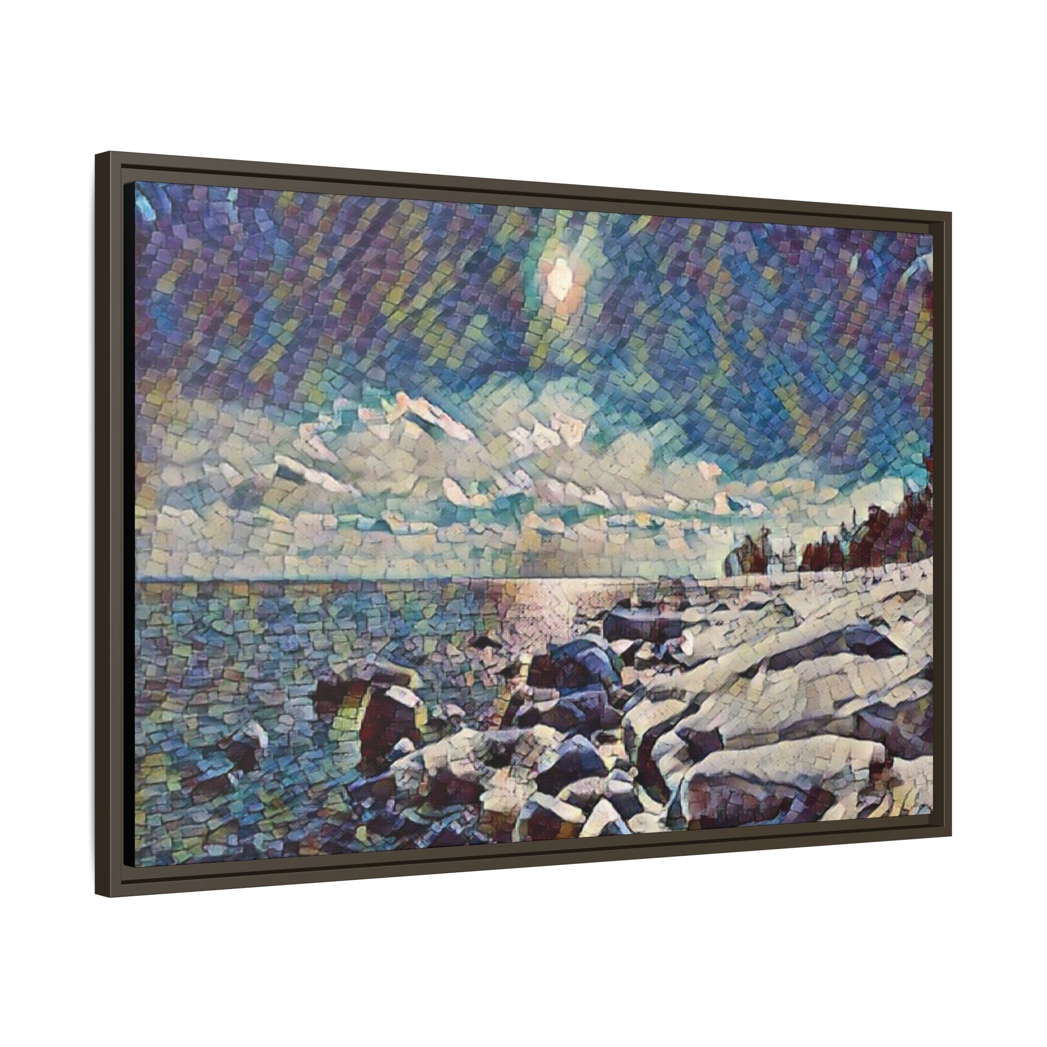 Shimmering Shore Framed Matte Canvas Art Print