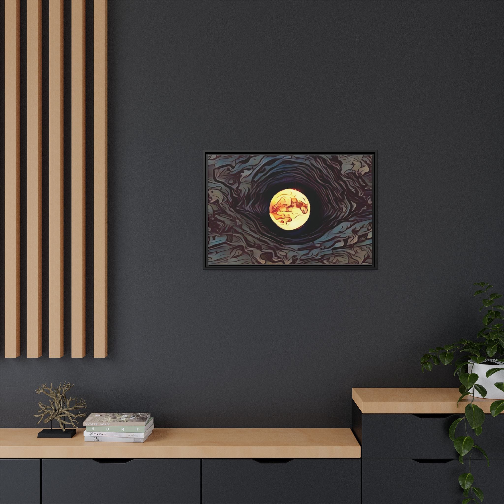 Full Sturgeon Moon Abstract Framed Canvas Art Print