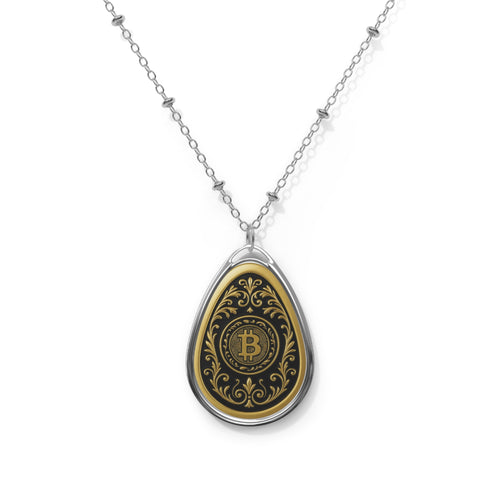 Bitcoin Vintage Oval Necklace, Elegant Crypto Jewelry, Personalized Gift, Statement Piece, Unique Fashion Accessory