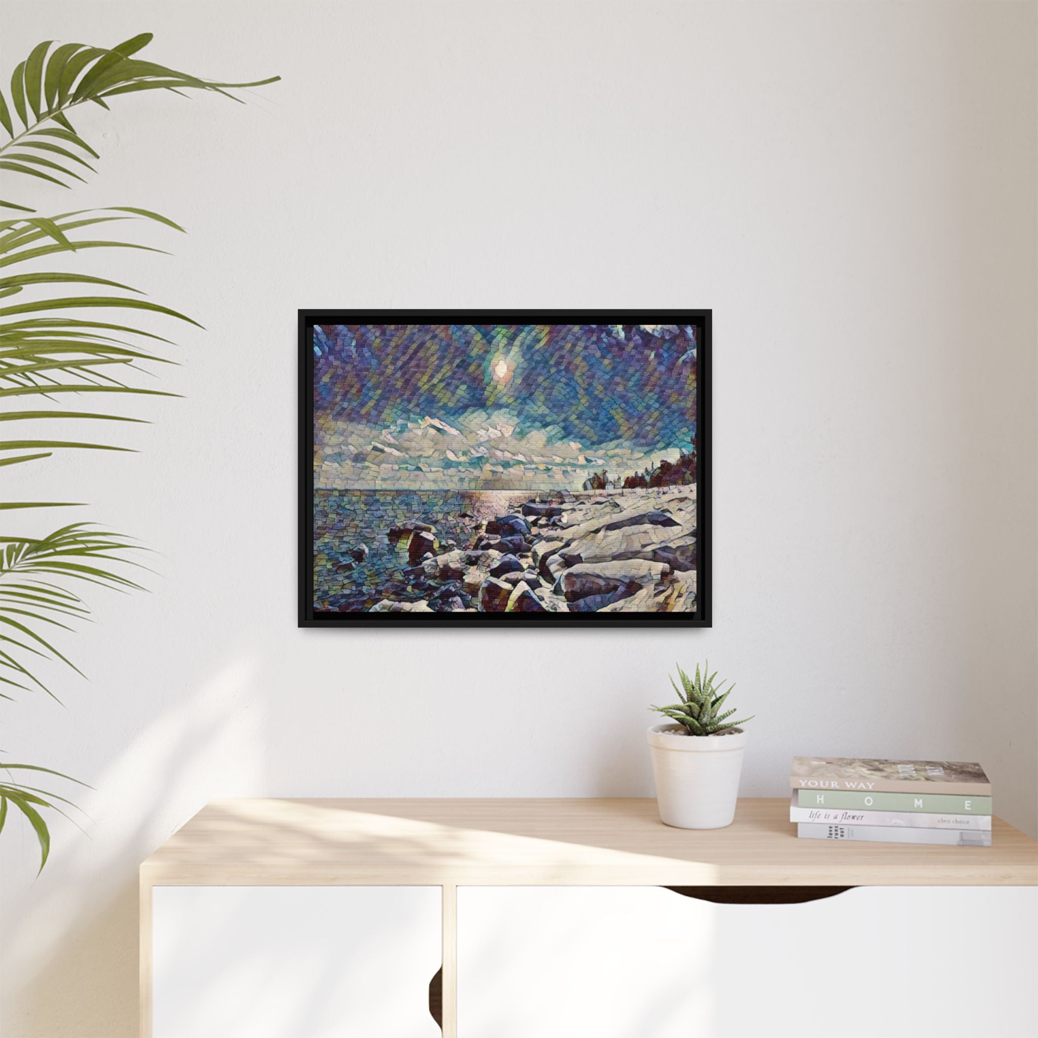 Shimmering Shore Framed Matte Canvas Art Print