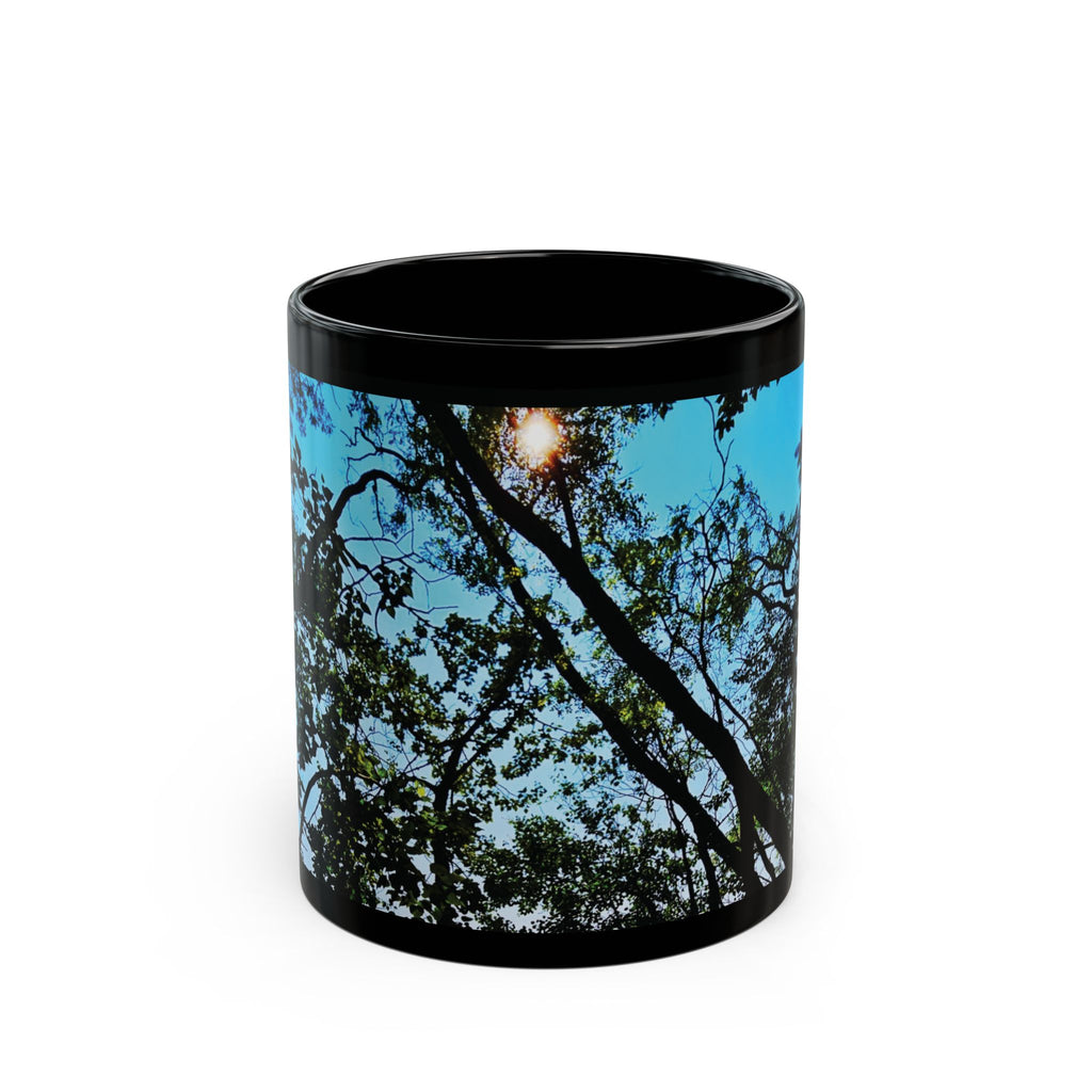 Blue Beyond the Branches Black Mug
