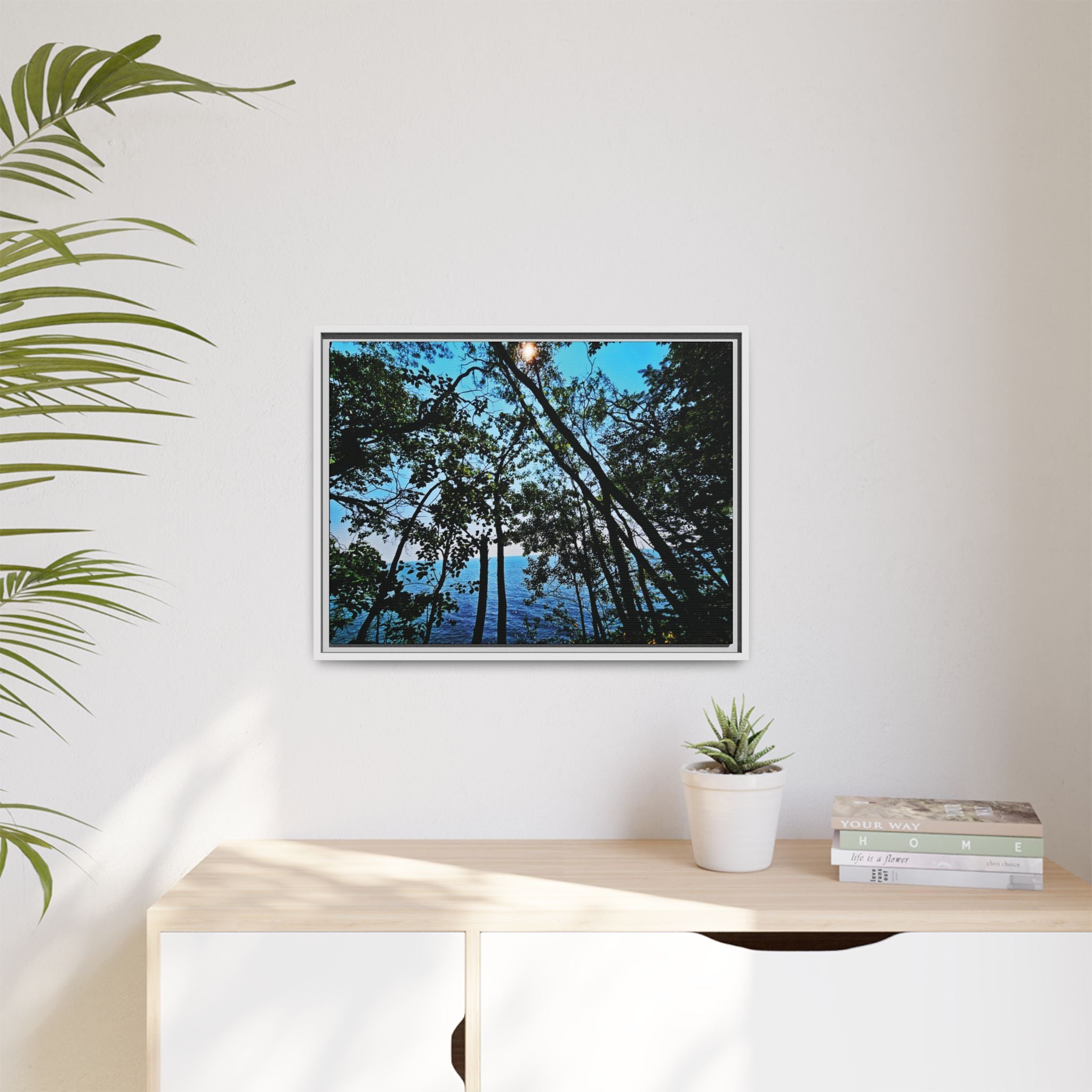 Blue Beyond the Branches Framed Matte Canvas Wall Art