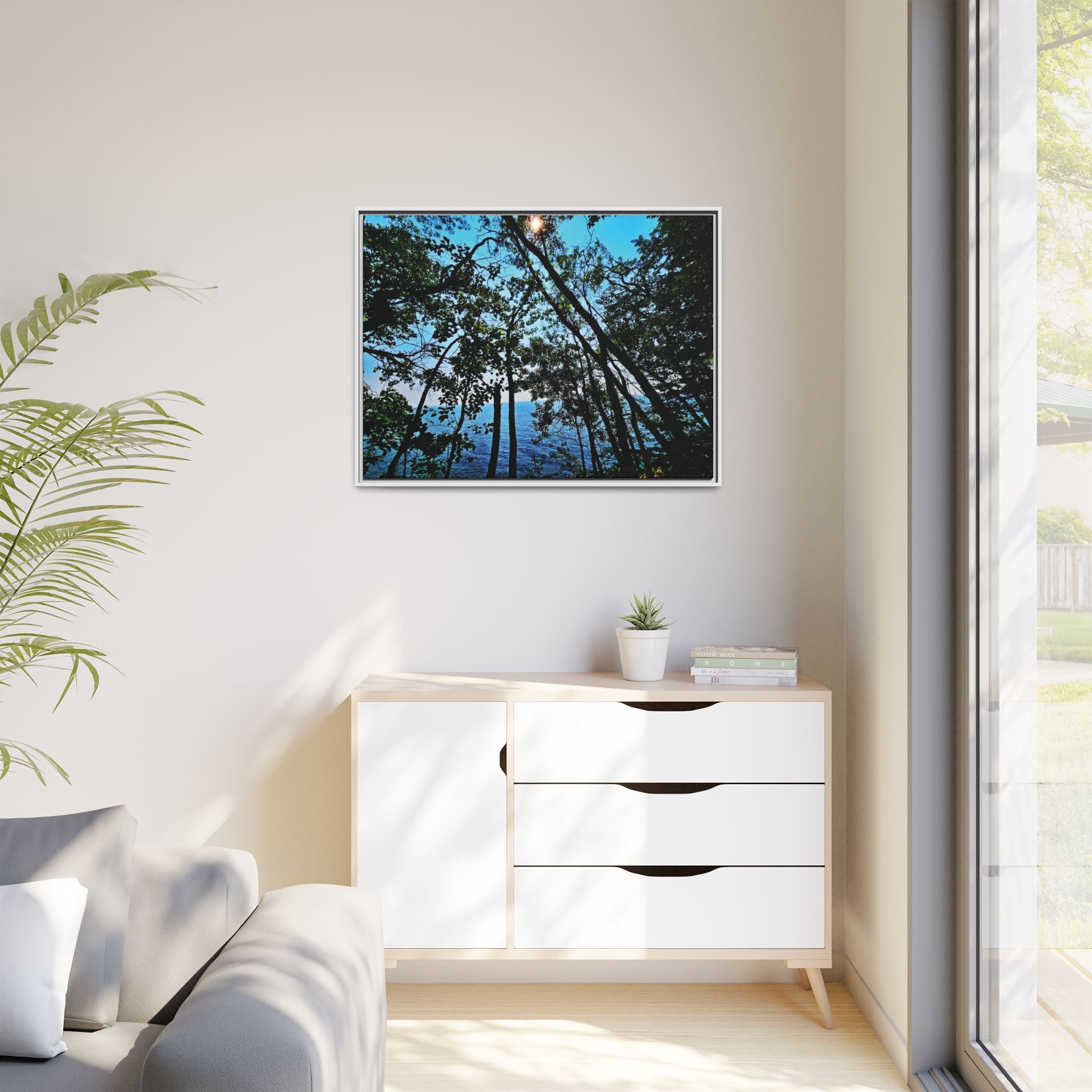 Blue Beyond the Branches Framed Matte Canvas Wall Art