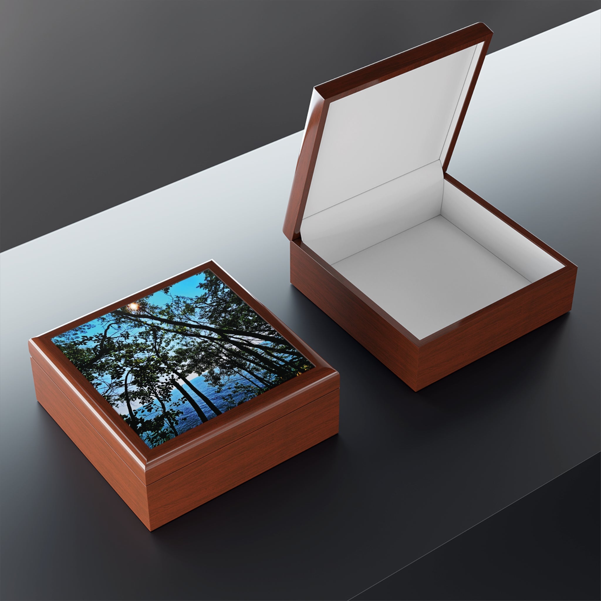 Blue Beyond the Branches Jewelry Box