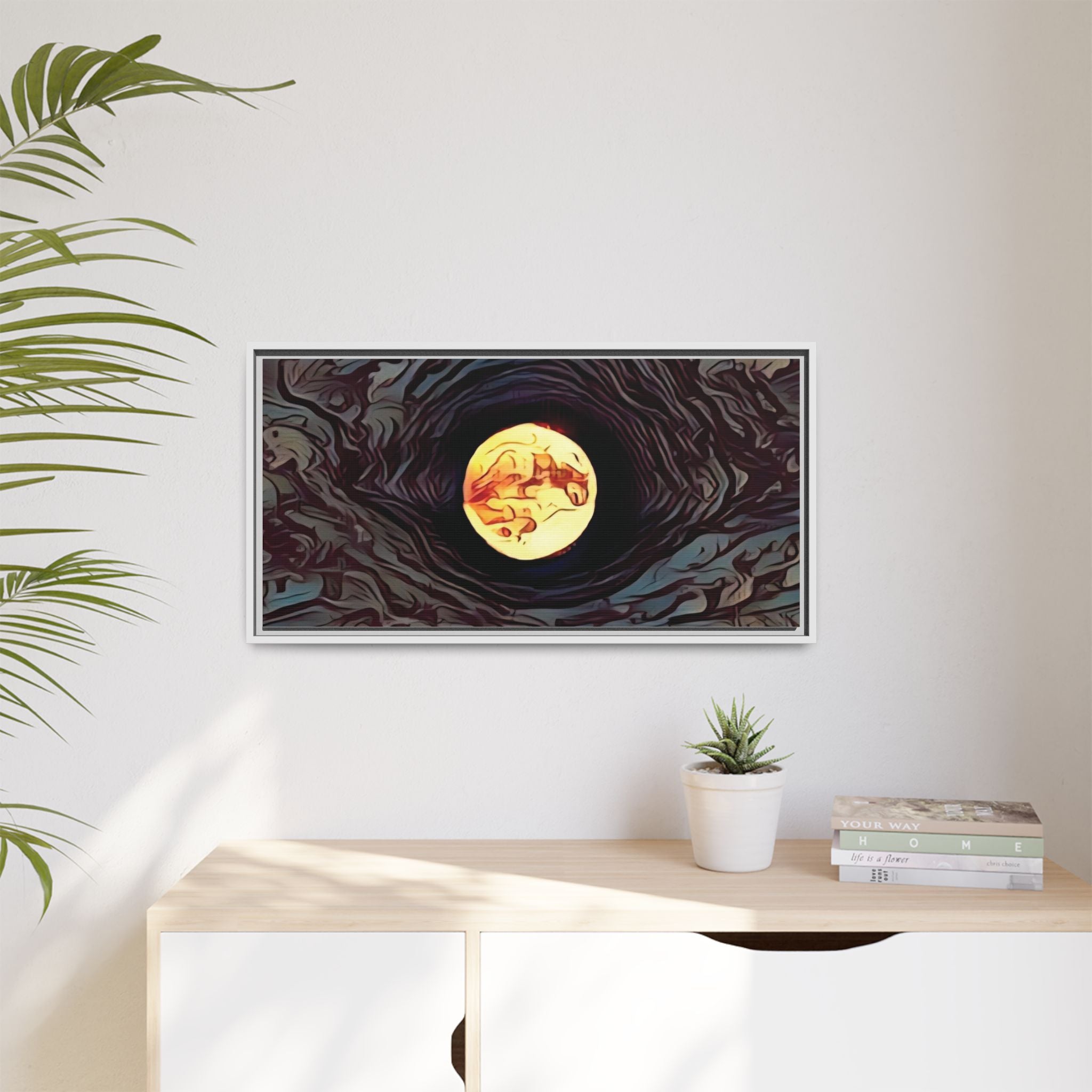 Full Sturgeon Moon Abstract Framed Canvas Art Print