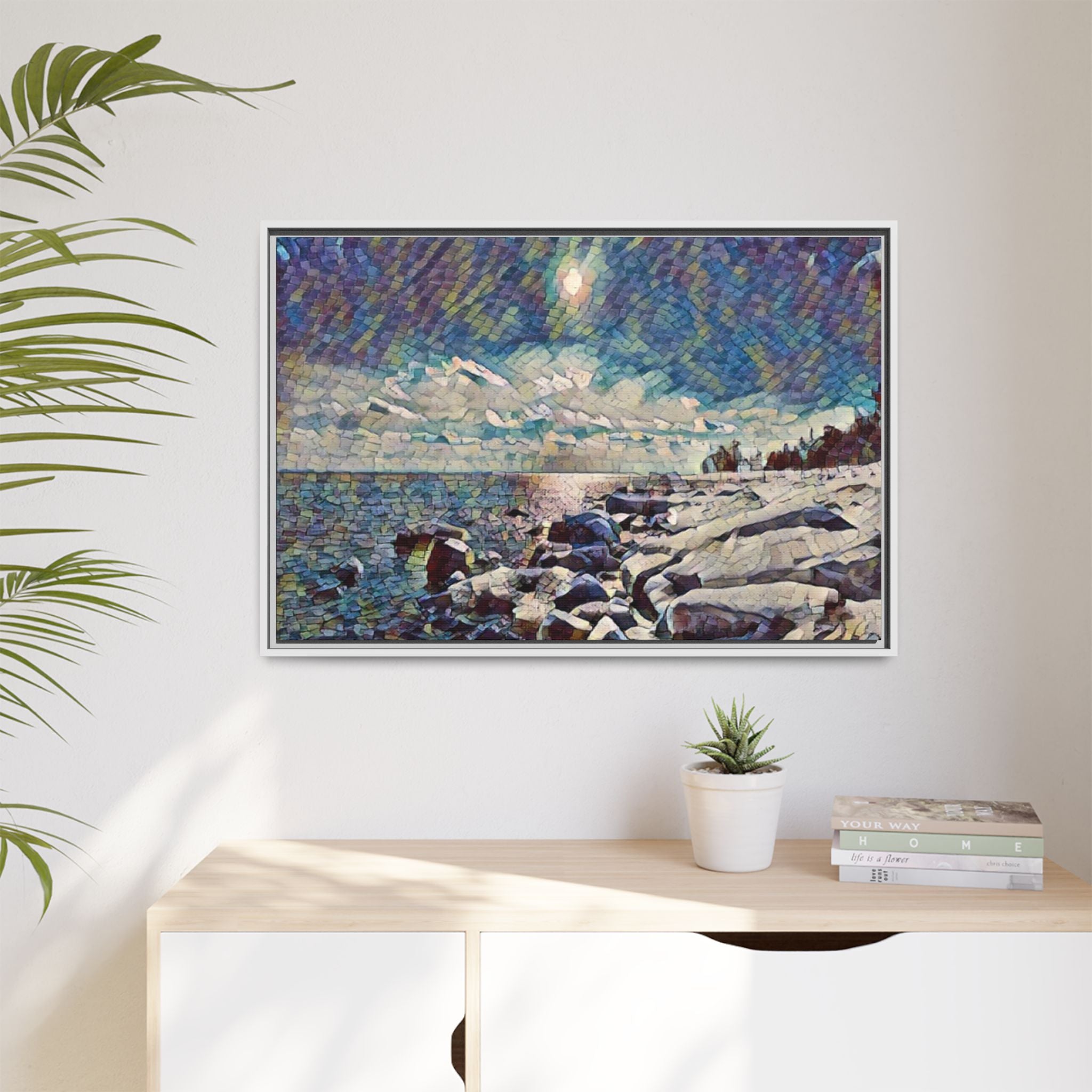 Shimmering Shore Framed Matte Canvas Art Print