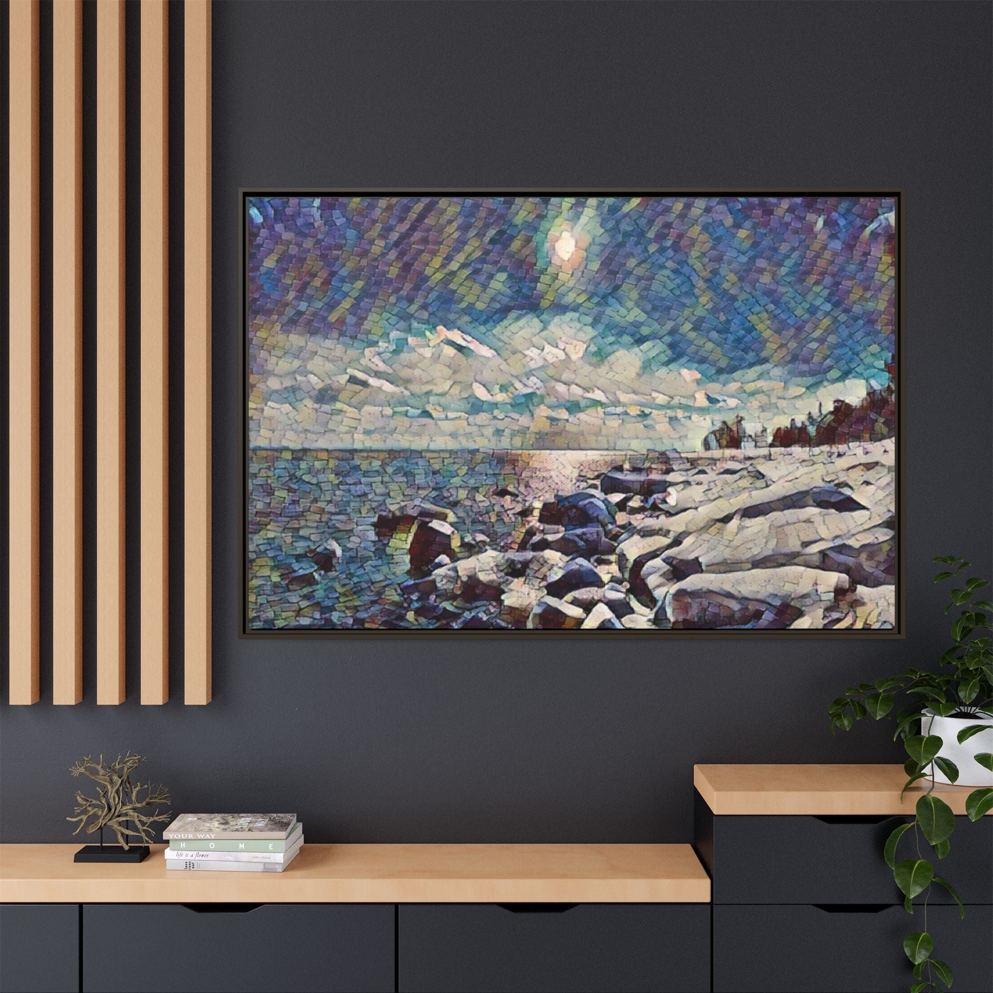 Shimmering Shore Framed Matte Canvas Art Print