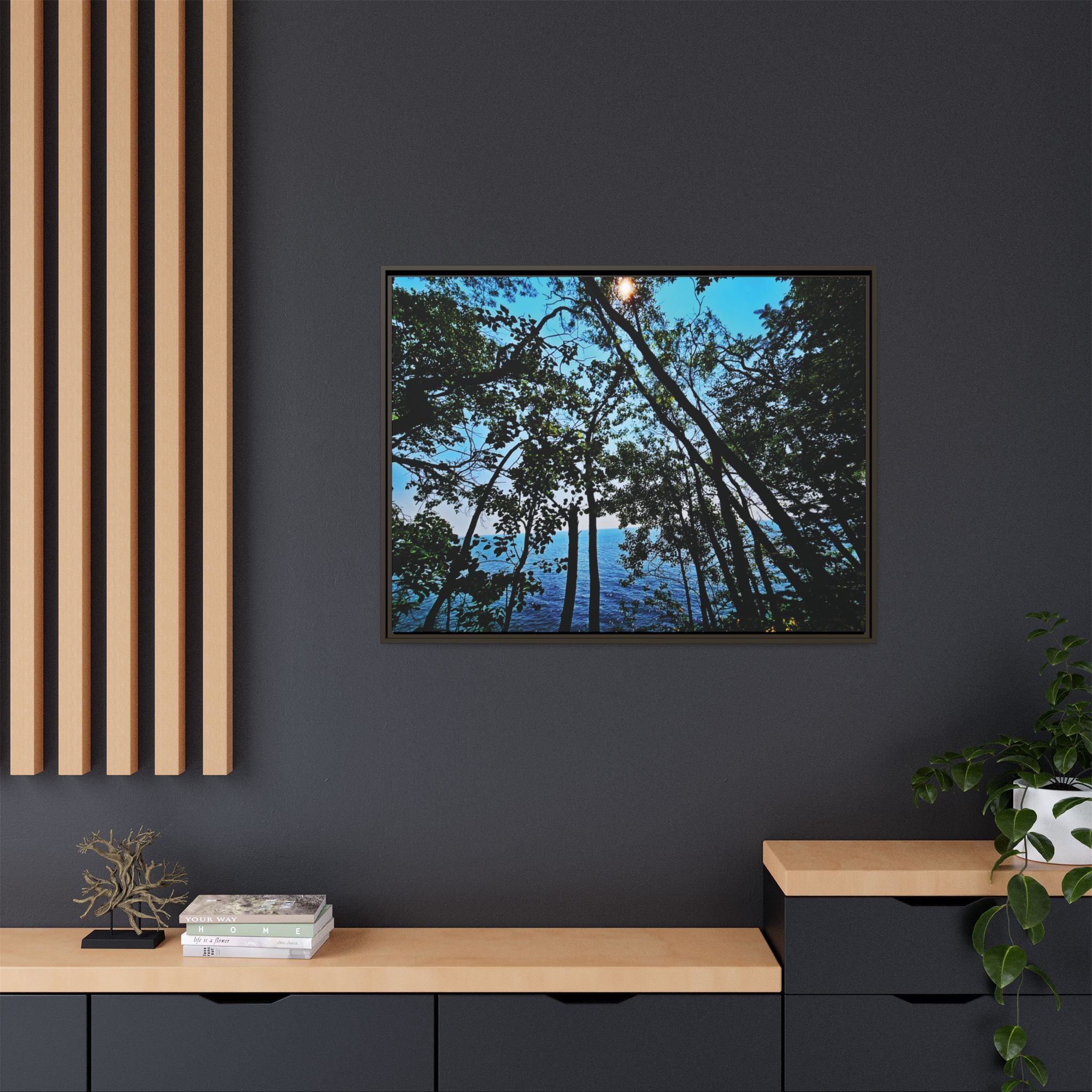 Blue Beyond the Branches Framed Matte Canvas Wall Art