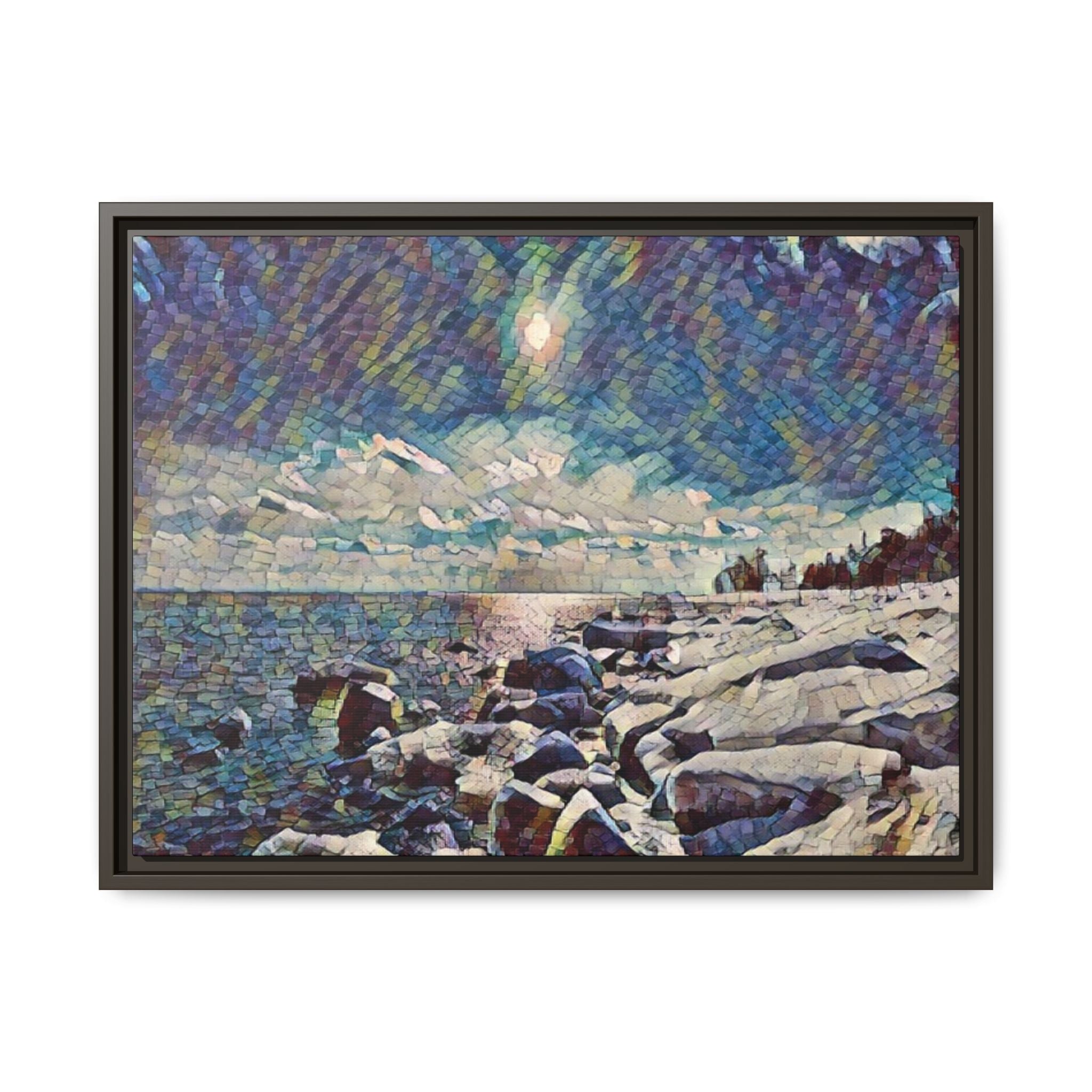 Shimmering Shore Framed Matte Canvas Art Print