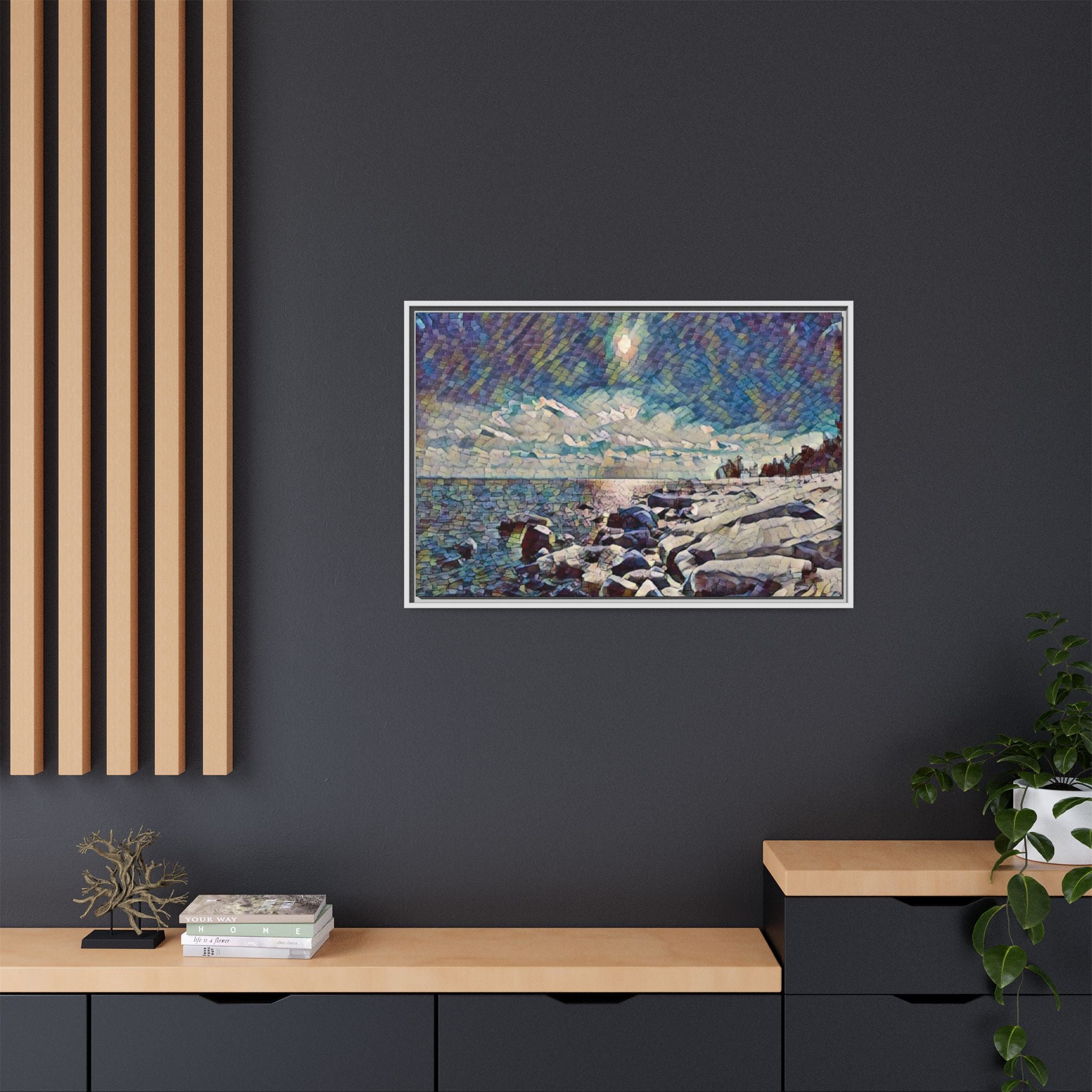 Shimmering Shore Framed Matte Canvas Art Print