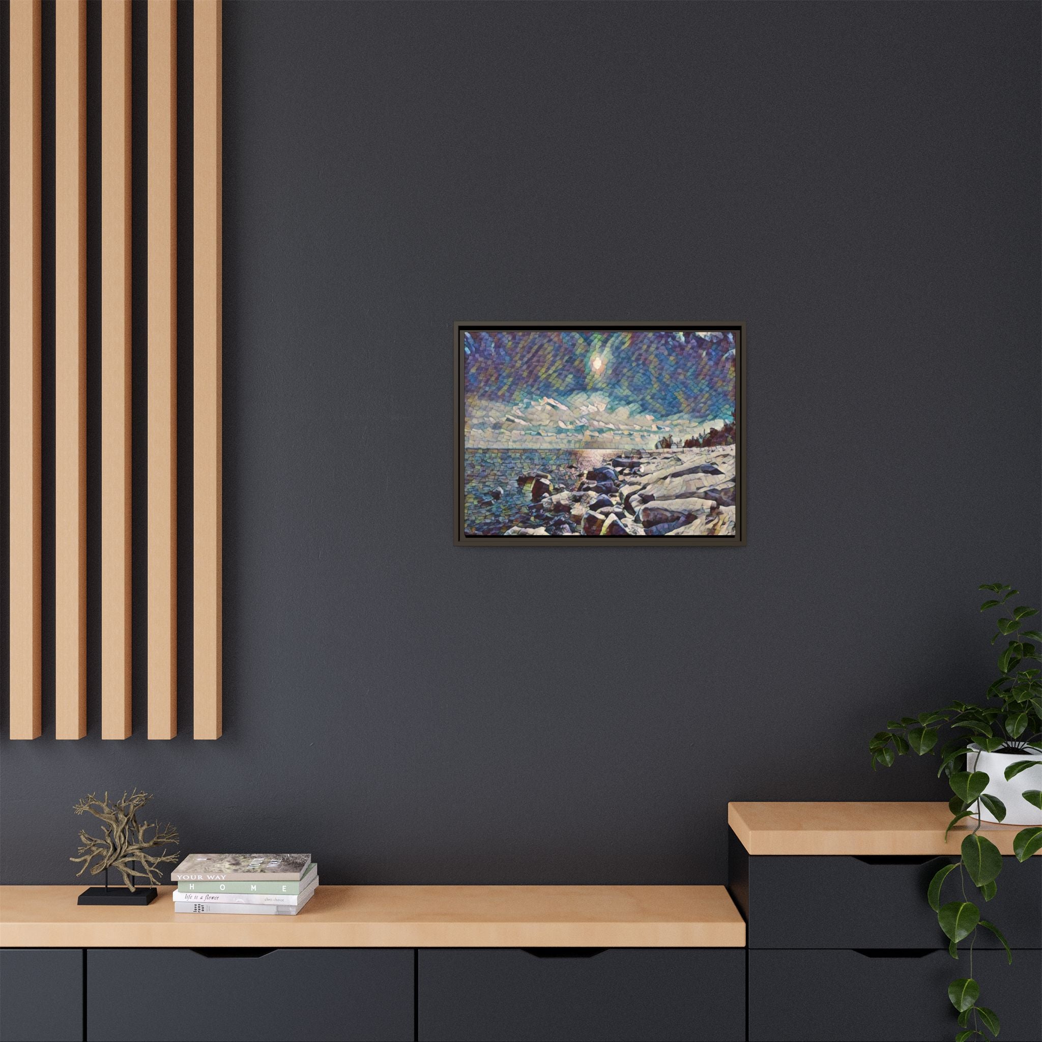 Shimmering Shore Framed Matte Canvas Art Print