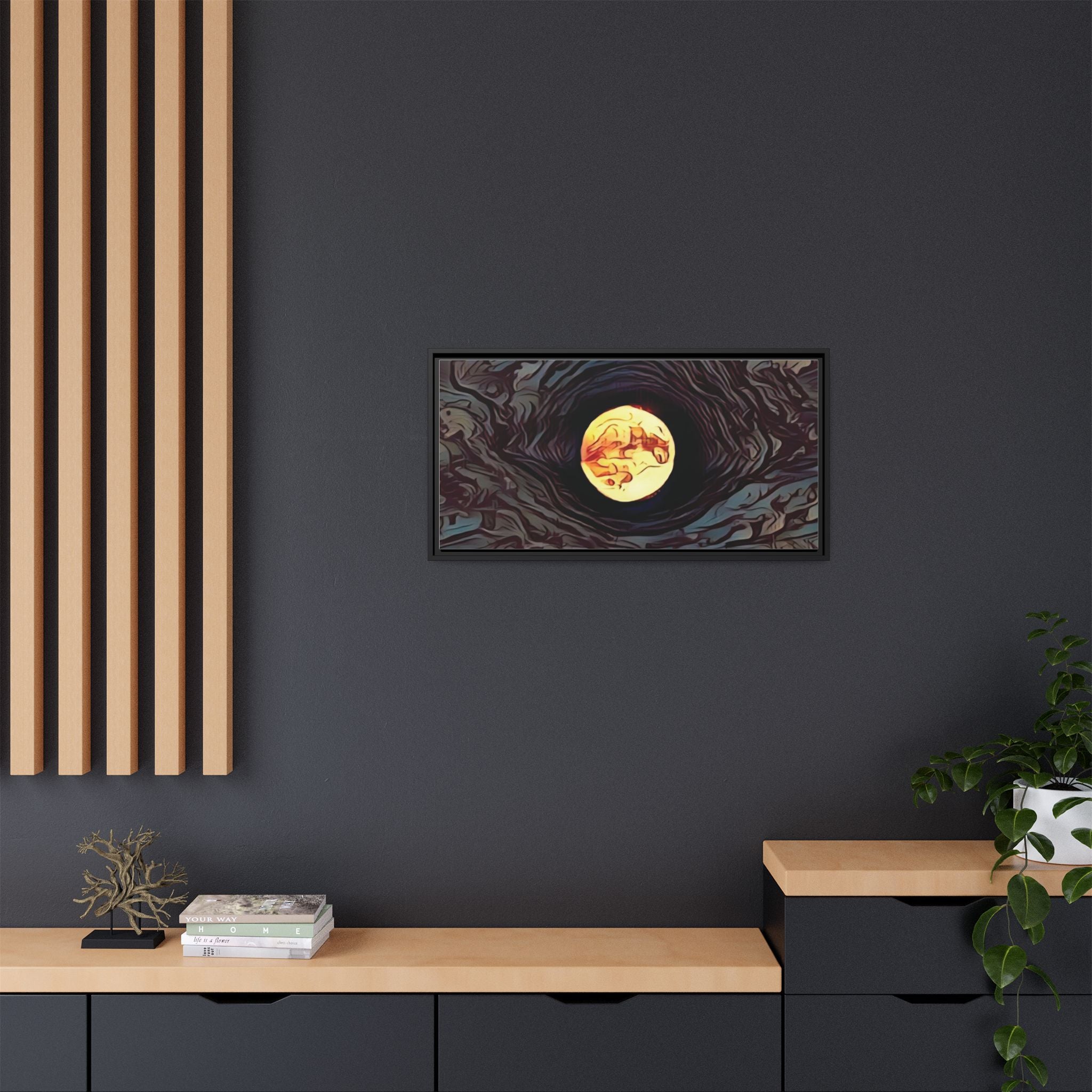 Full Sturgeon Moon Abstract Framed Canvas Art Print