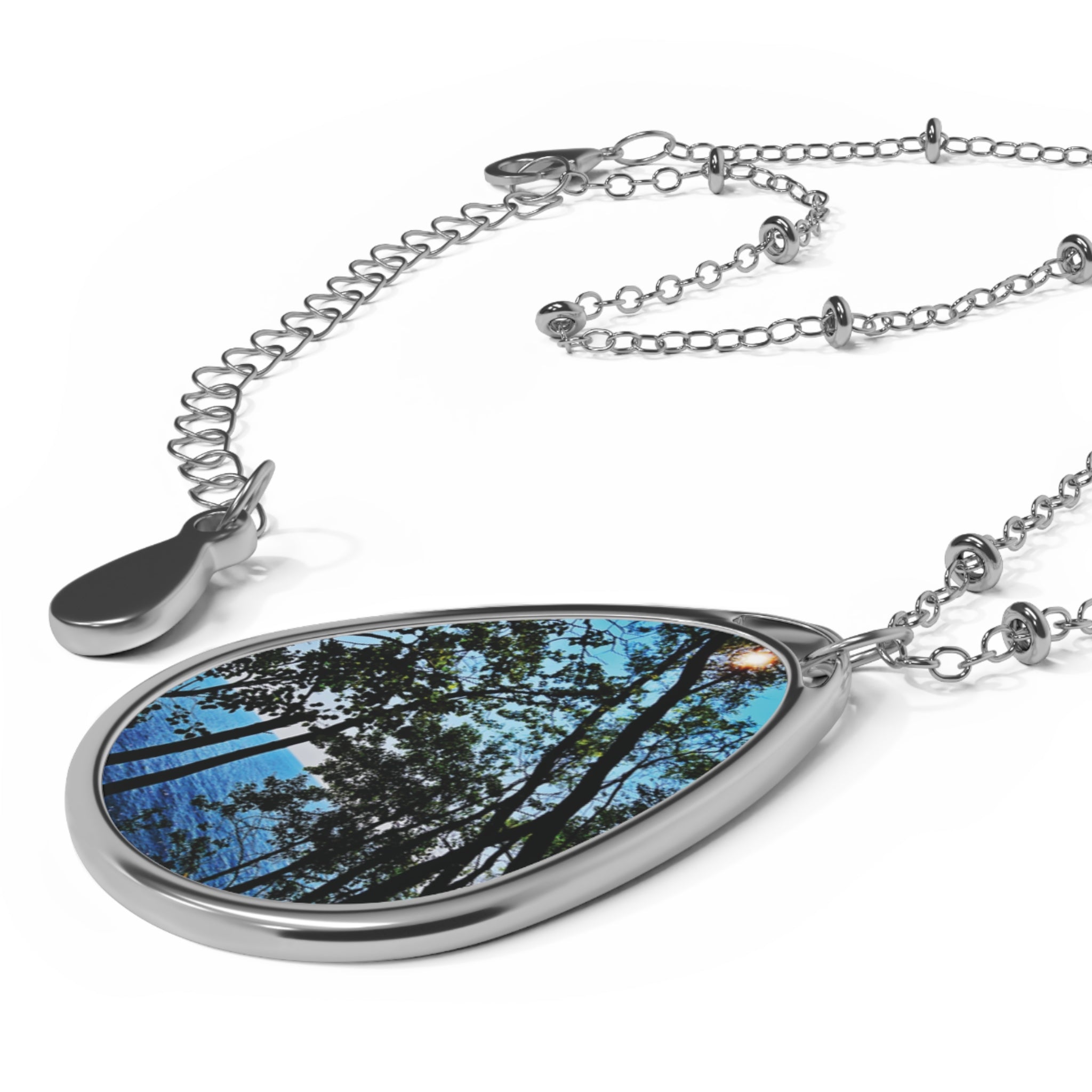 Blue Beyond the Branches Oval Necklace