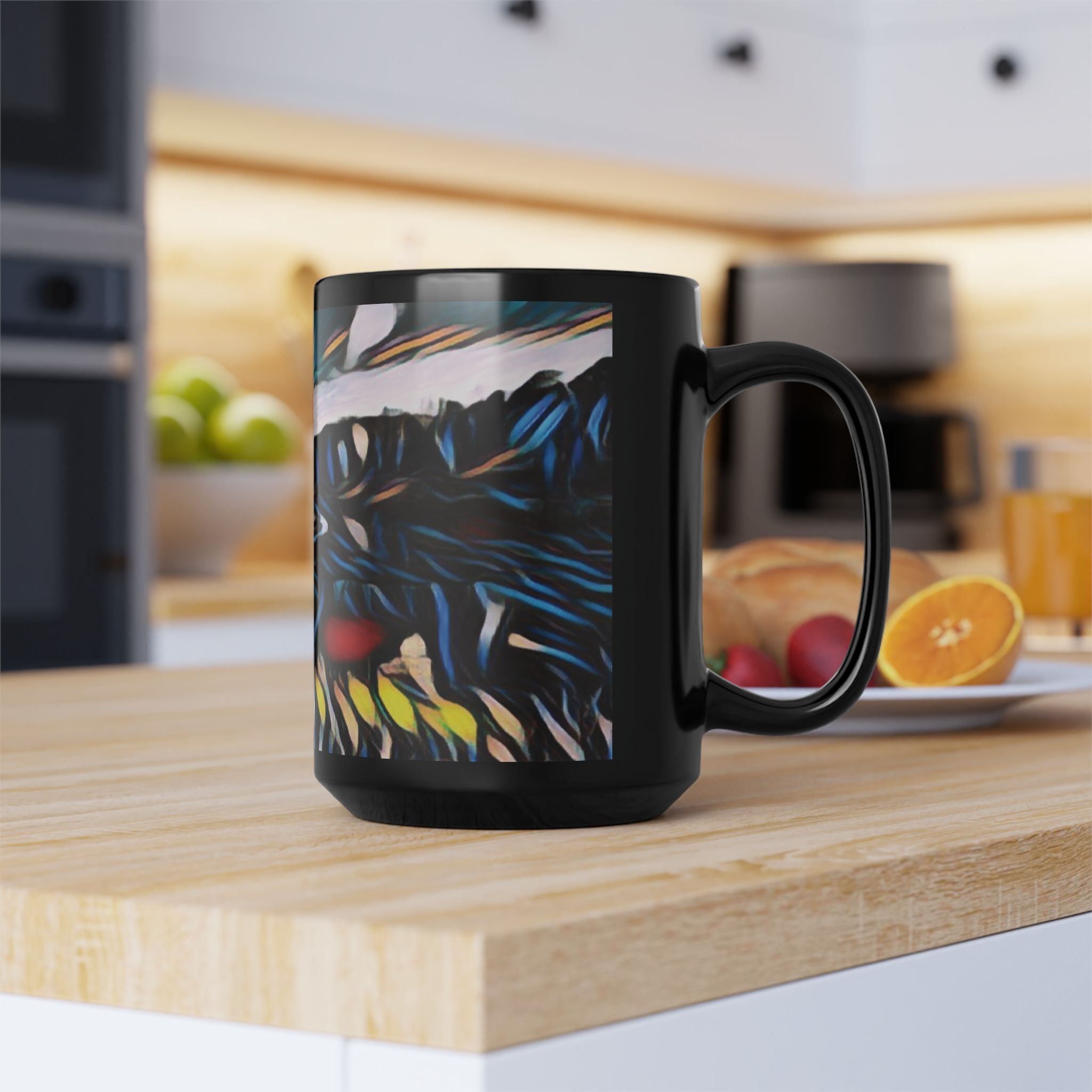 Gooseberry River Meander Bend Black Mug
