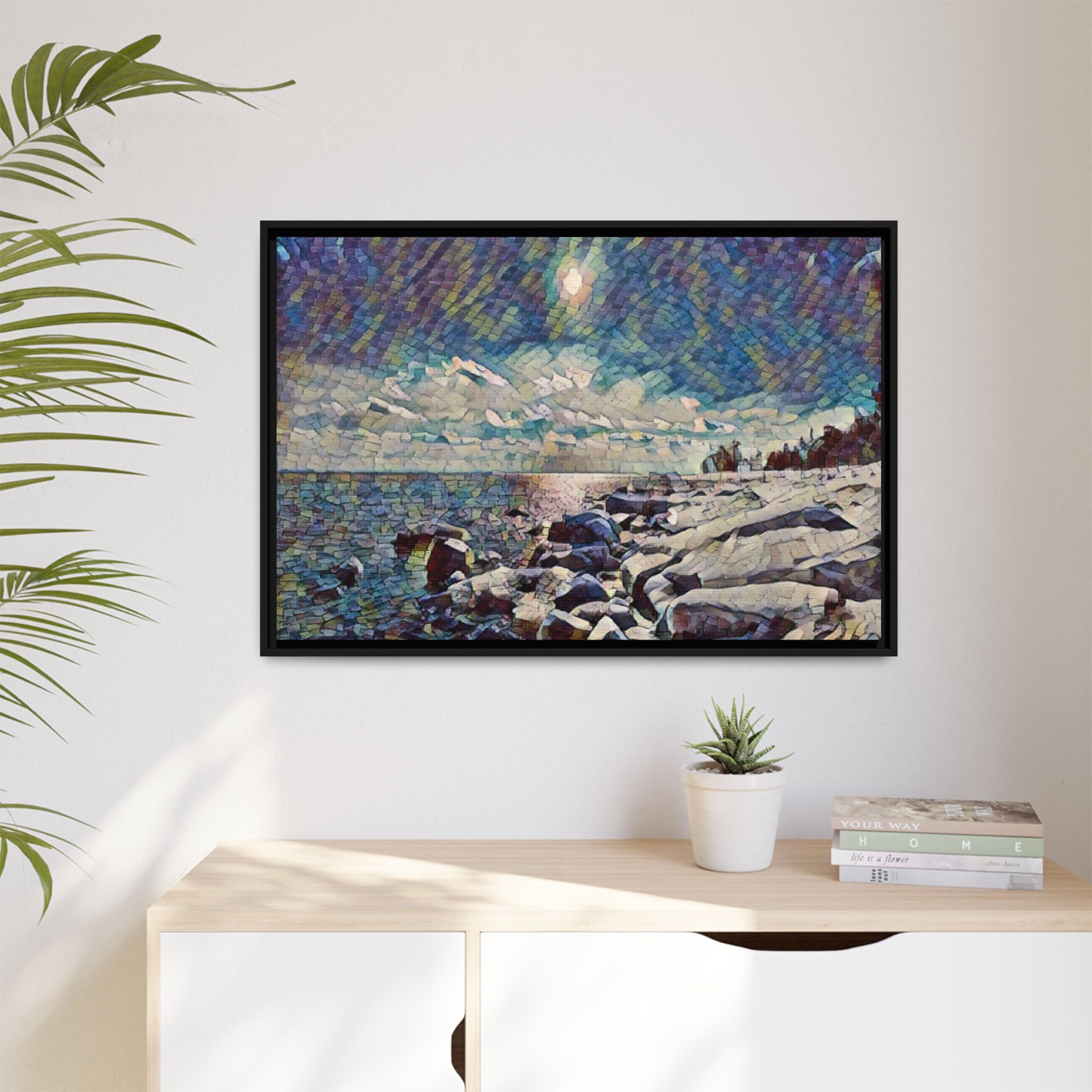 Shimmering Shore Framed Matte Canvas Art Print