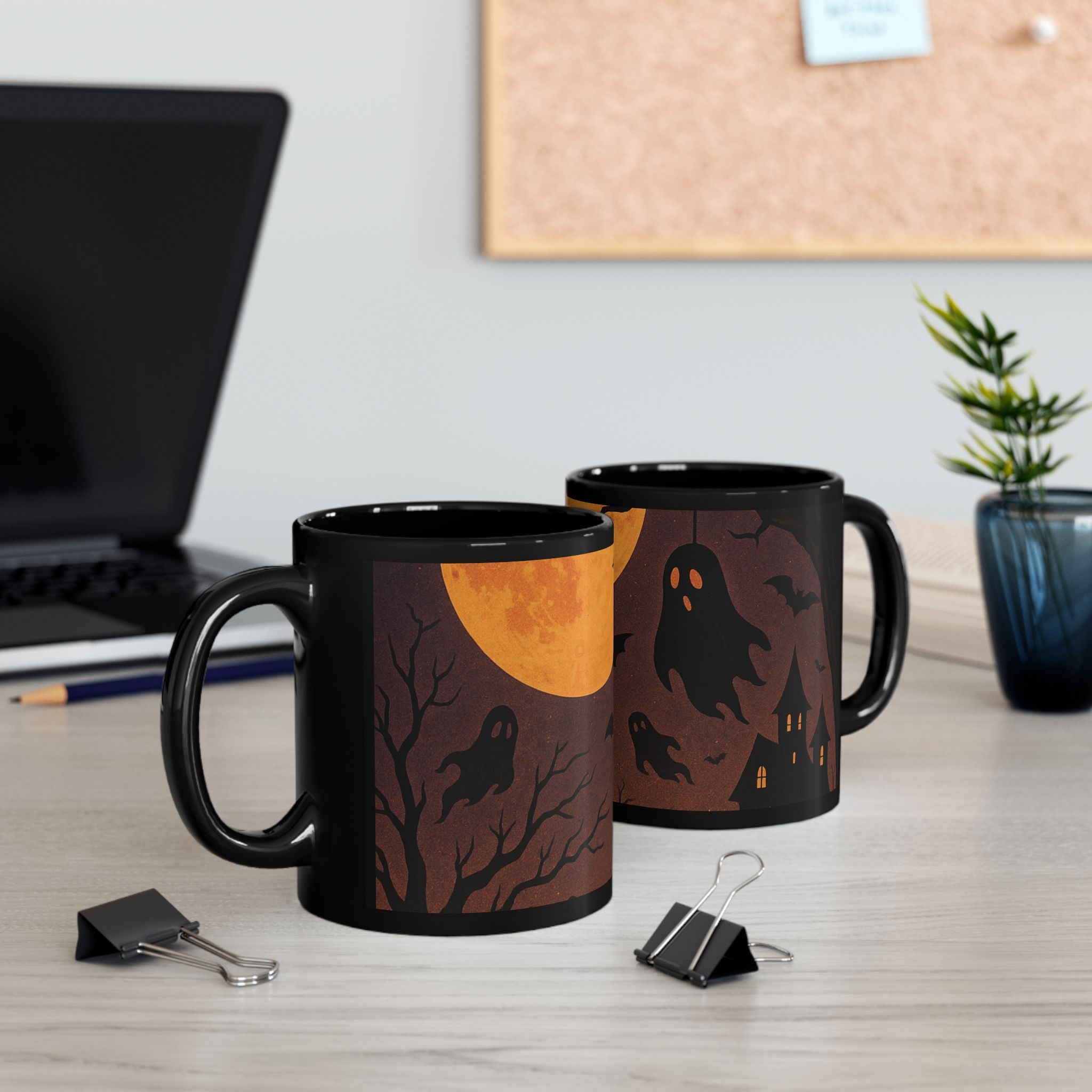 Halloween Ghostly Black Mug