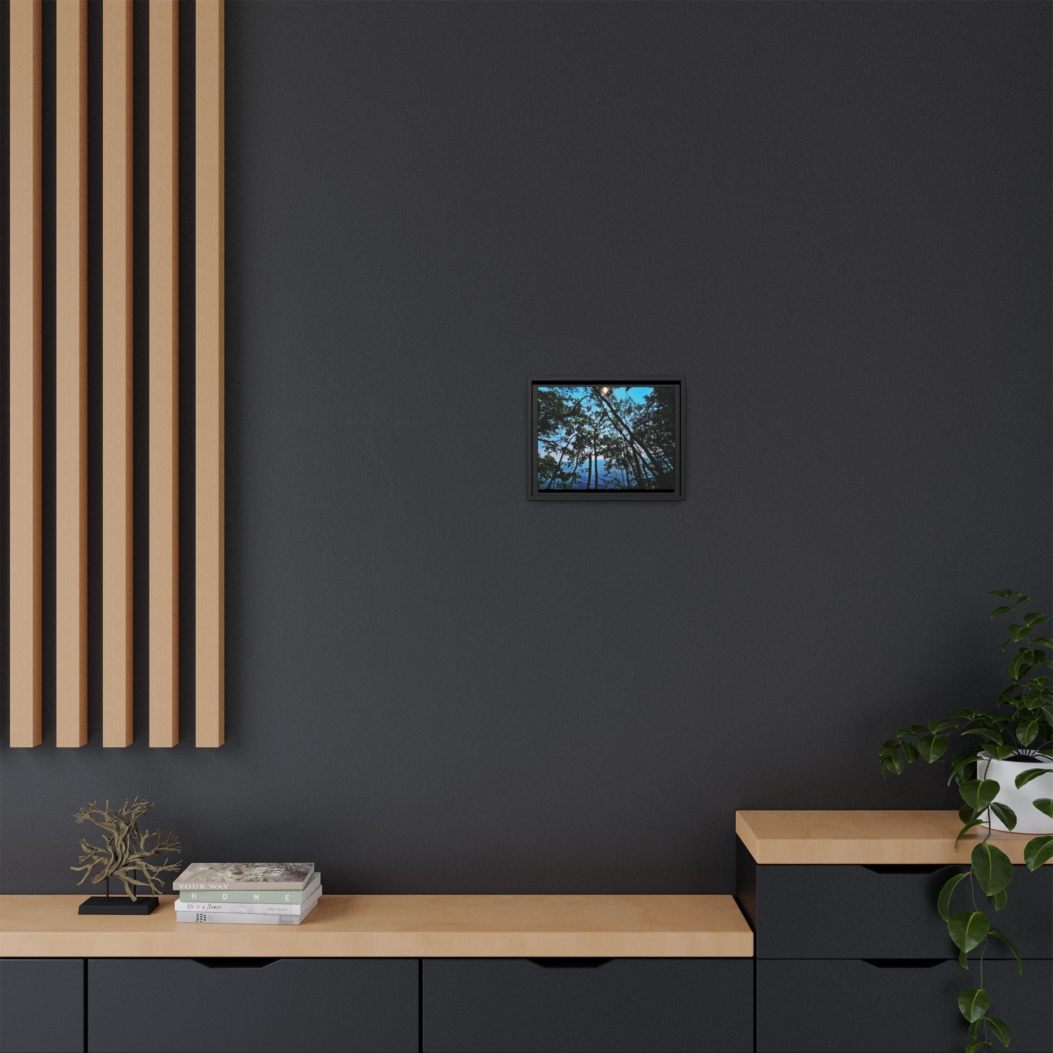 Blue Beyond the Branches Framed Matte Canvas Wall Art
