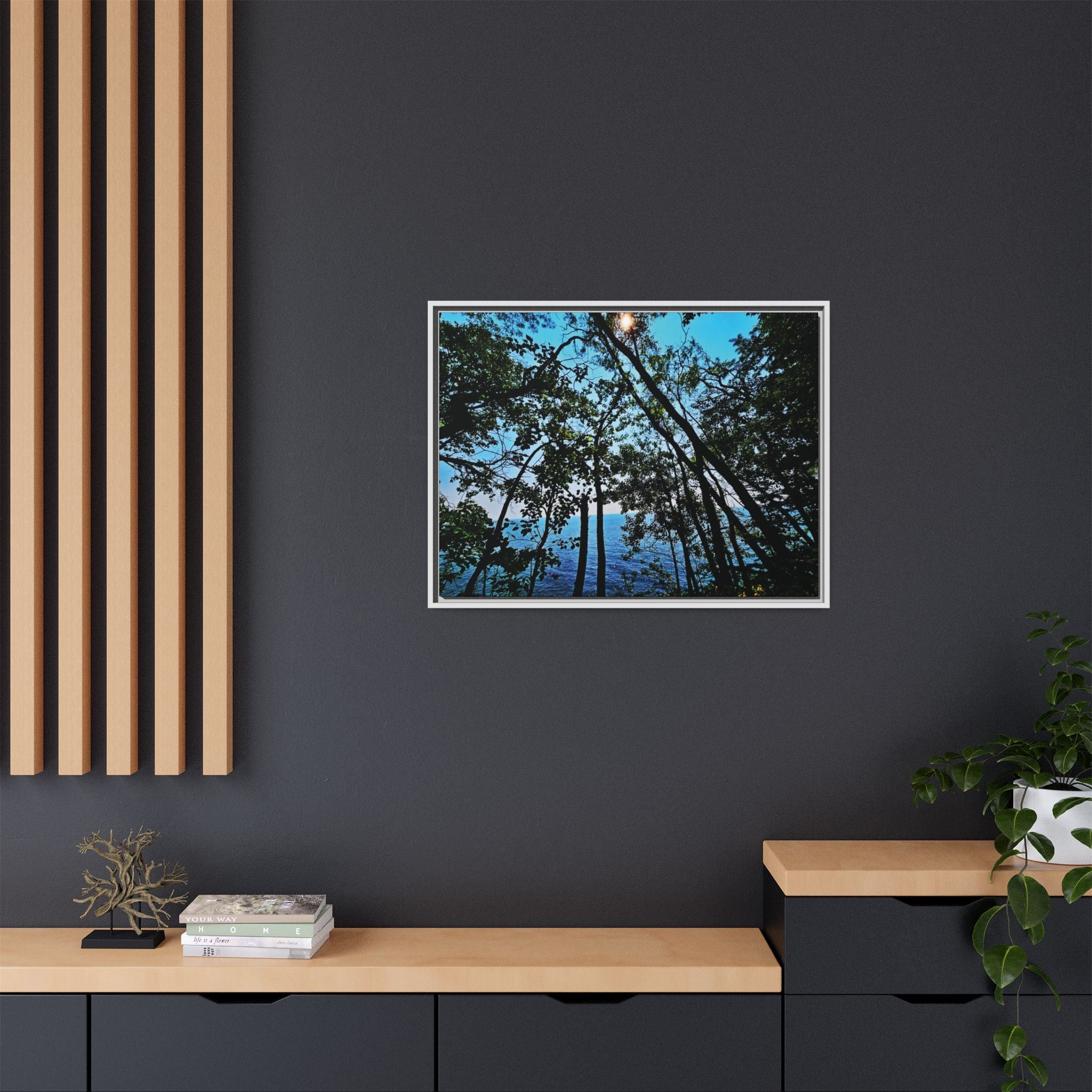 Blue Beyond the Branches Framed Matte Canvas Wall Art